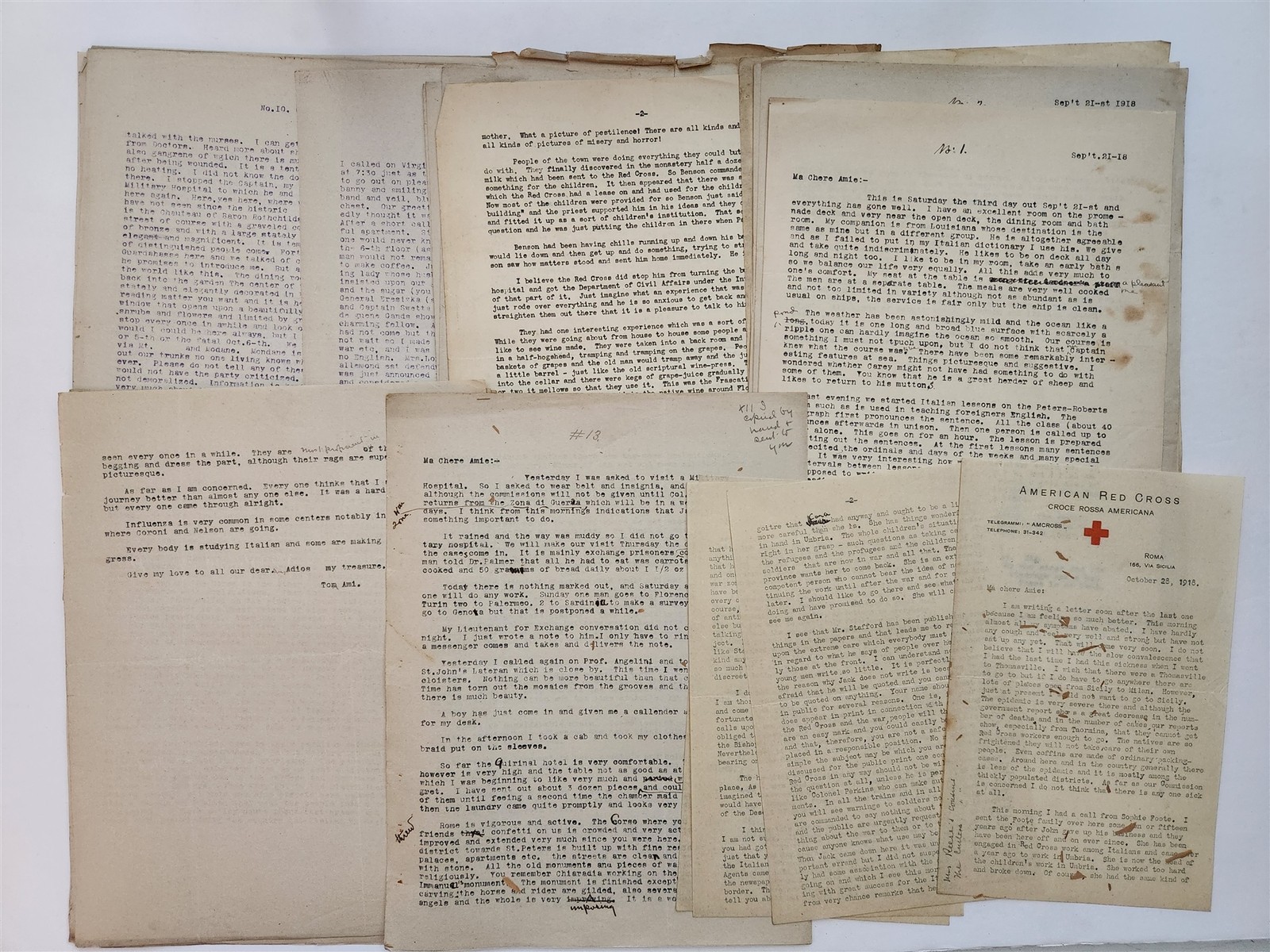 1918 antique WWI MAJOR JOHN H LOWMAN cleveland oh RED CROSS LETTERS to WIFE