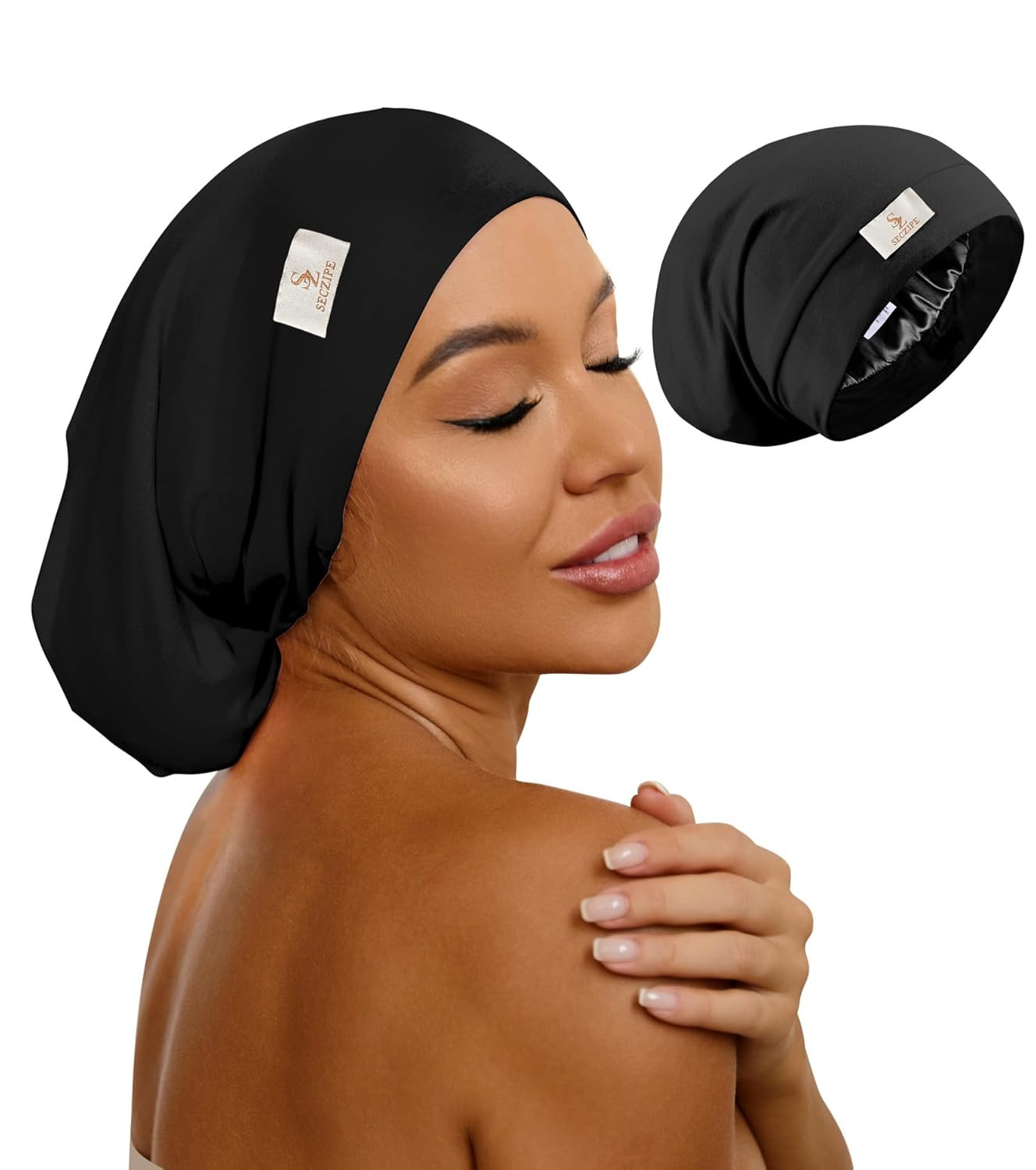 SECZIPE 100% Mulberry Silk Bonnet for Sleeping for Curly Hair and Braids, Wrap w SECZIPE 100% Mulberry Silk Bonnet for Sleeping for Curly Hair and Braids, Wrap w