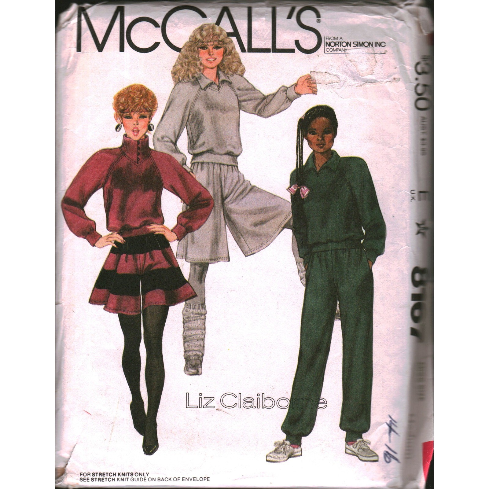 McCall\'s 8167 Liz Claiborne Misses Top Culottes Pants Sewing Pattern Size 14-16
