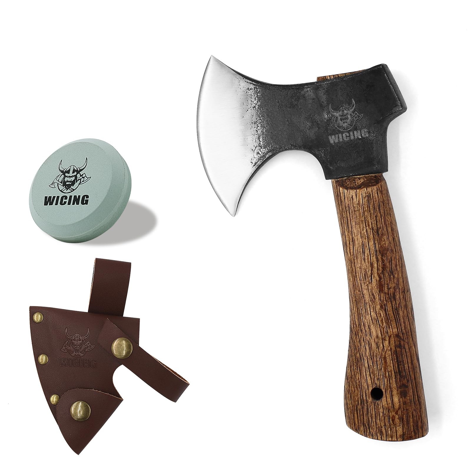WICING Hatchet, 8 Inches Small Hand Axe 1065 Manganese Steel and Beech 8 In