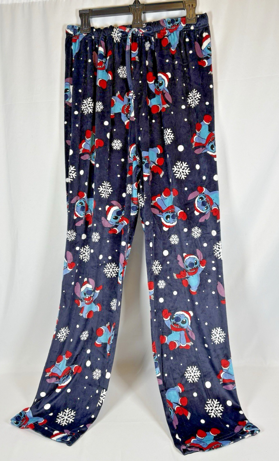 Disney Stitch Christmas Pajama Pants Unisex Large Fleece Santa NWOT
