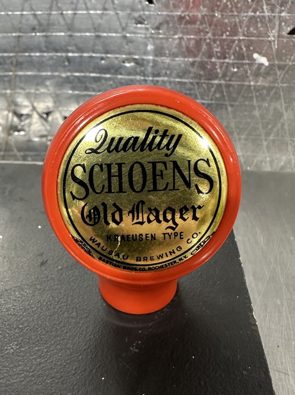 Vintage Quality Schoen's Old Lager Beer Tap Handle Ball Knob Wausau WI