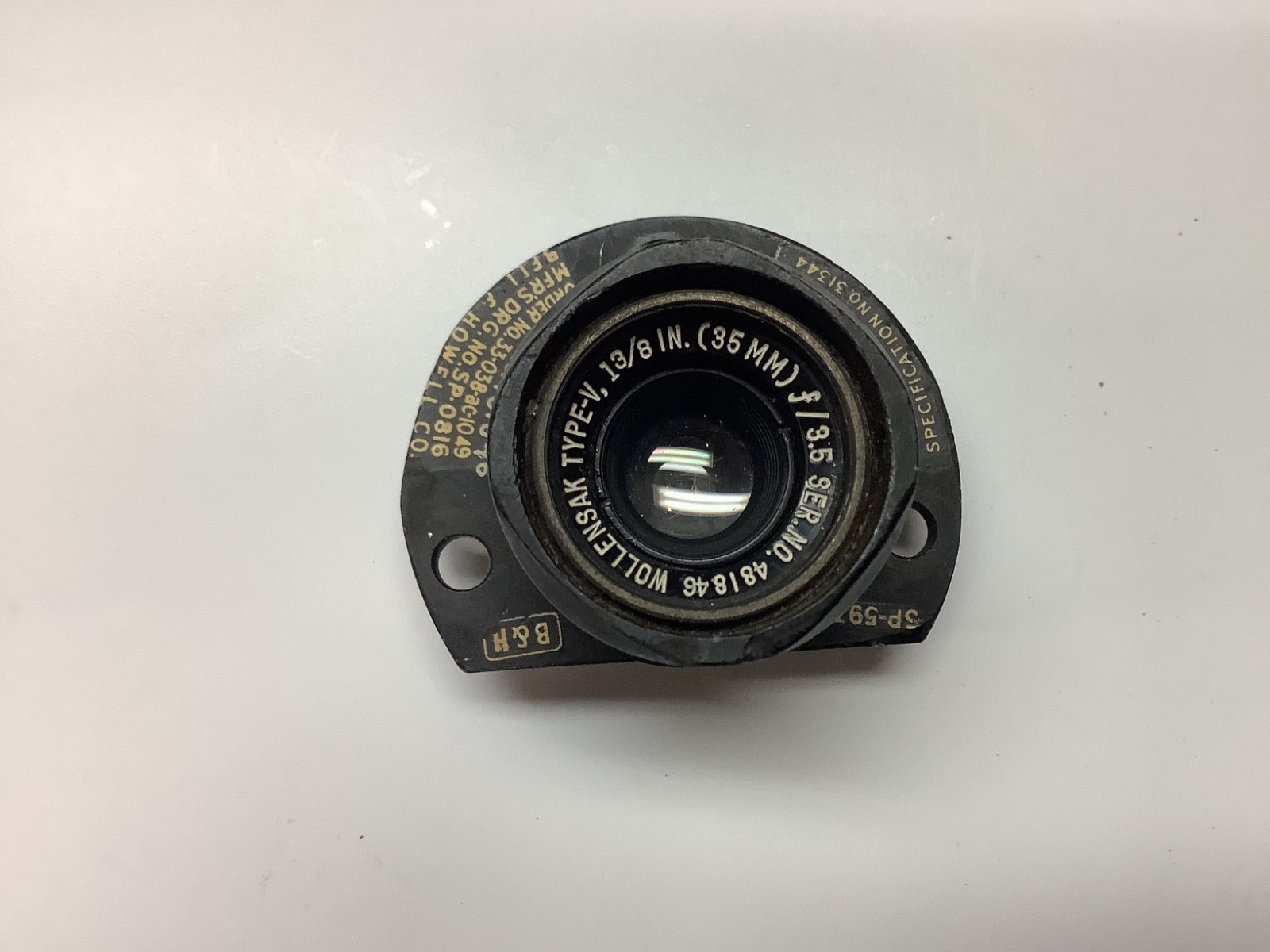 Vintage Military Gun Camera Lens Wollensak Fairchild Aerial Lens