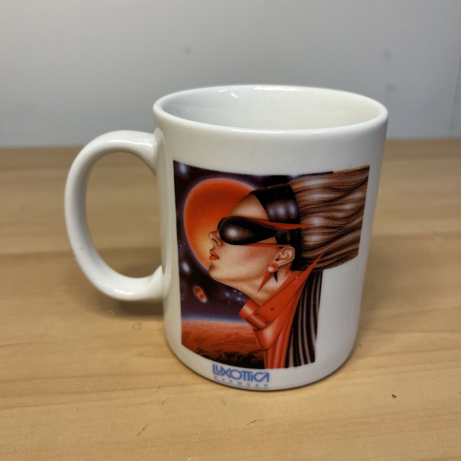 Luxottica Eyewear Swag Coffee Mug Cup Italy Futuristic Space Art Vintage Woman