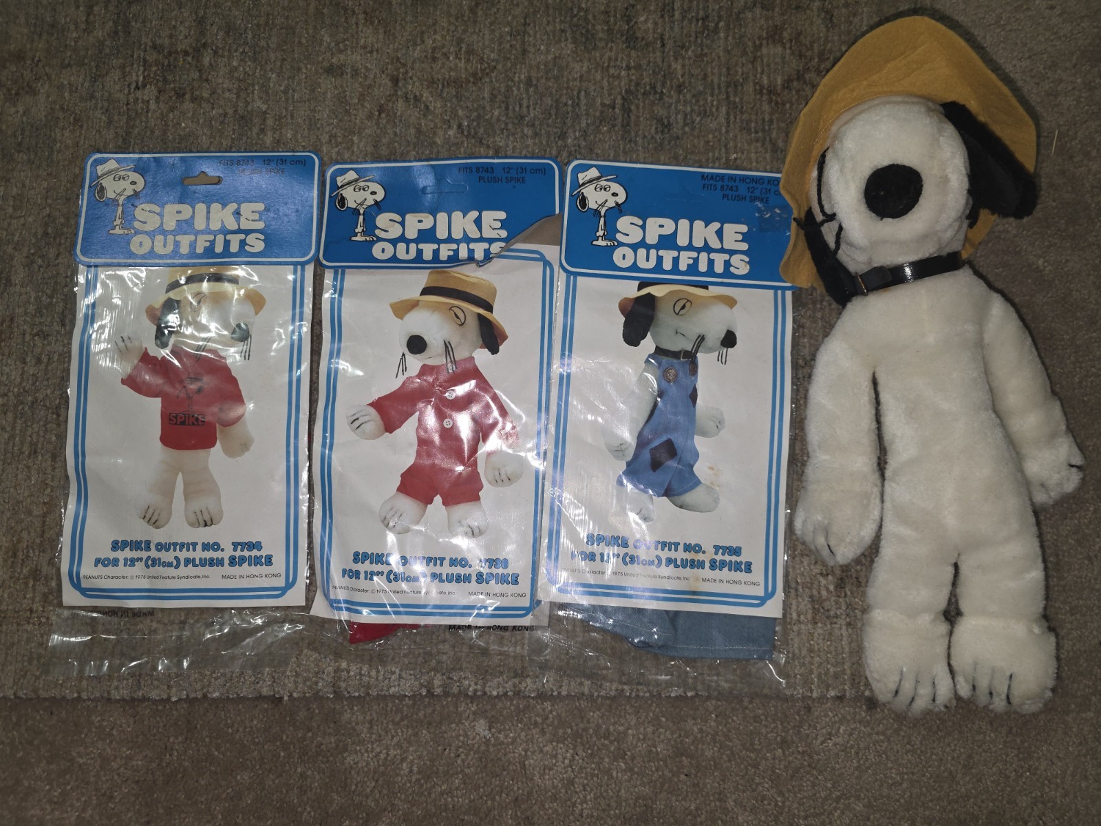 Vintage 1975 Peanuts Snoopy’s Brother SPIKE 12” Stuffed Animal & 3 New Outfits