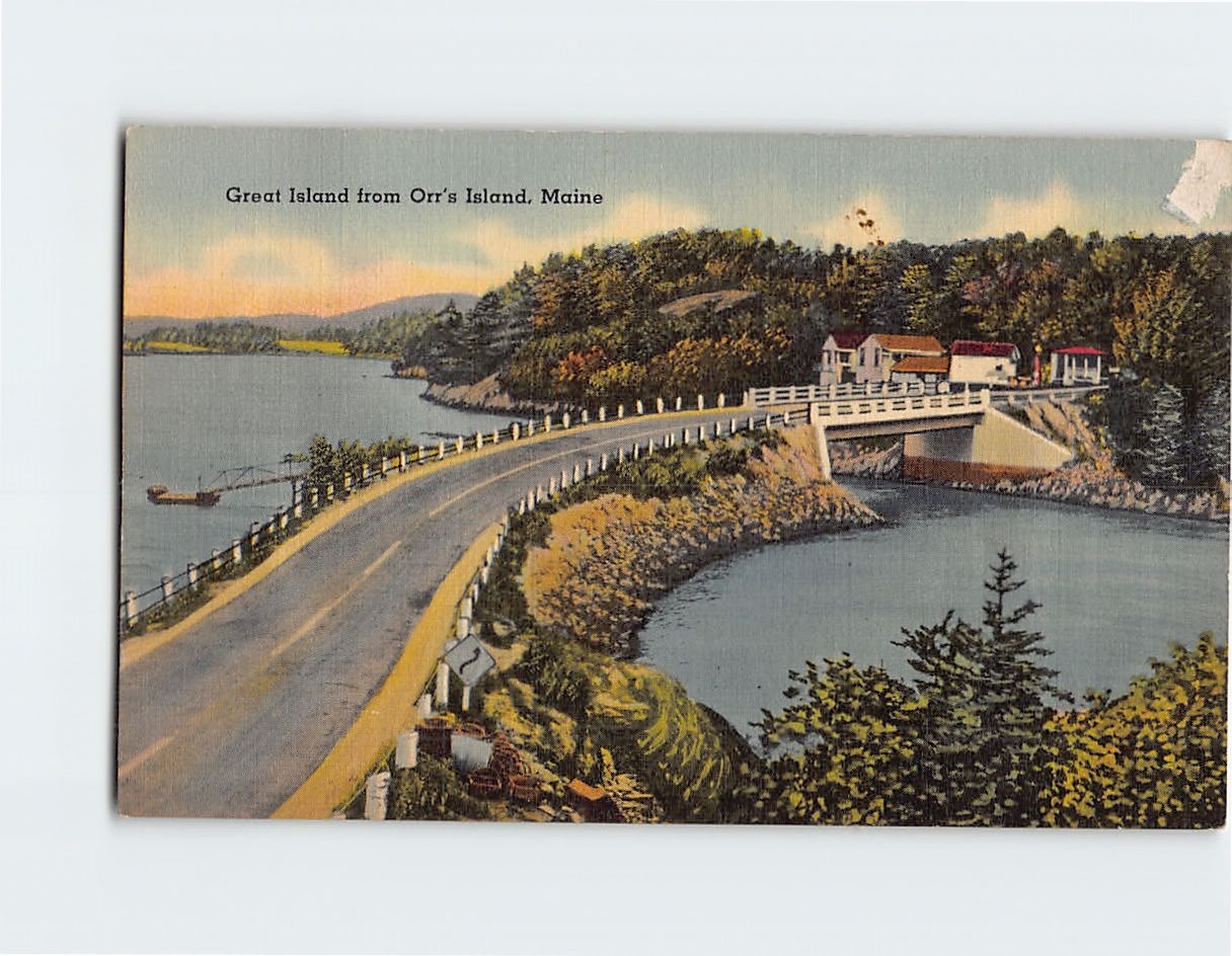 Postcard Great Island from Orr\'s Island Mine USA