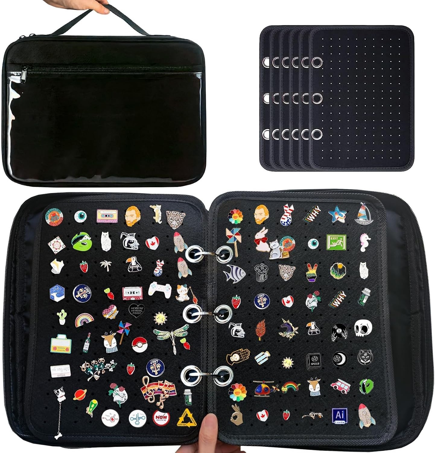 6 Pages Pin Books For Collectors, Enamel Pin Display Pages Pin Carrying Case,...