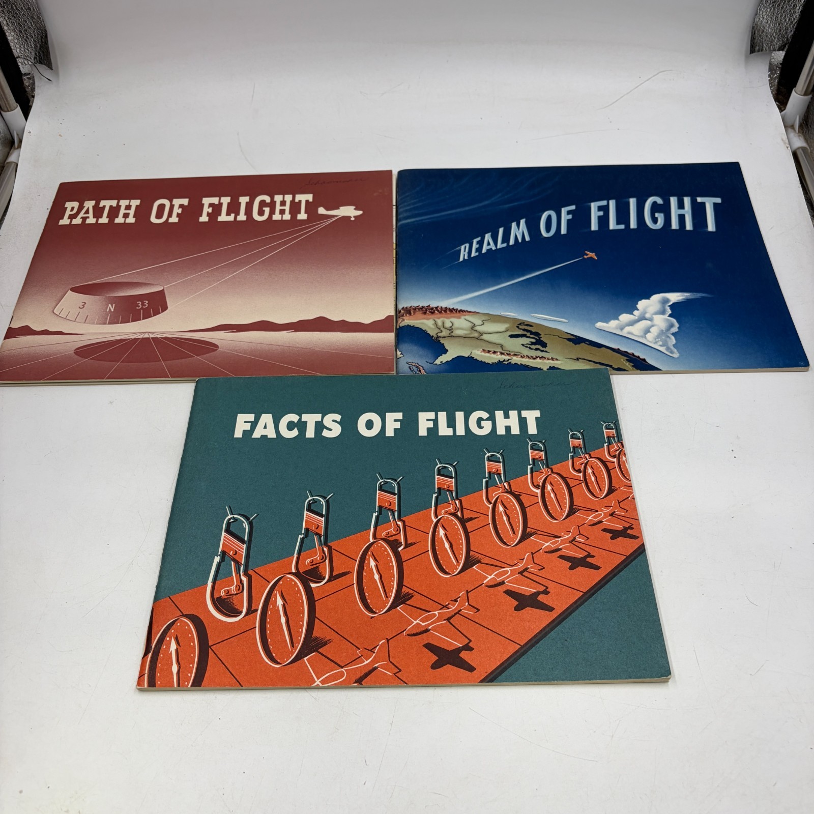 3 Beautiful Vintage FAA Books: Realm of Flight, Facts of Flight & Path Of Flight