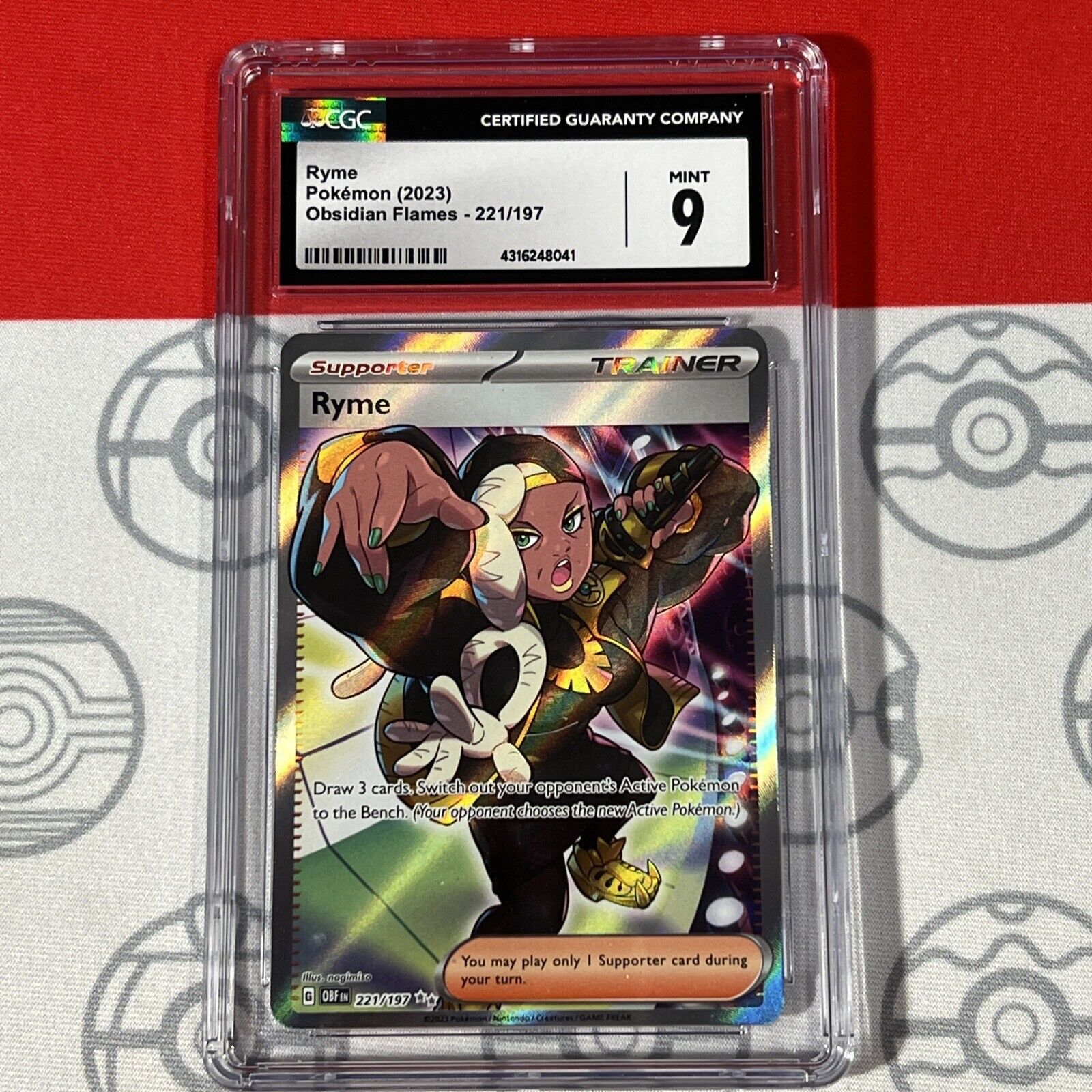 CGC 9 Ryme Full Art 221/197 2023 Pokemon Obsidian Flames Card 8041