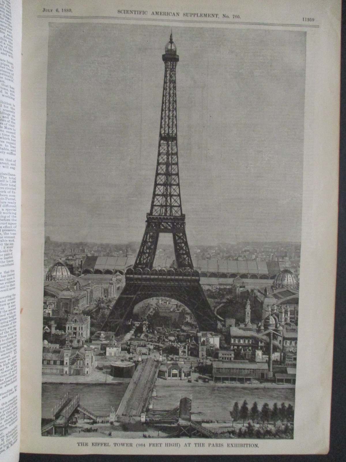 1889 EIFFEL TOWER PARIS EXPOSITION EXHIBITION FAIR GROUNDS SCIENTIFIC AMERICAN