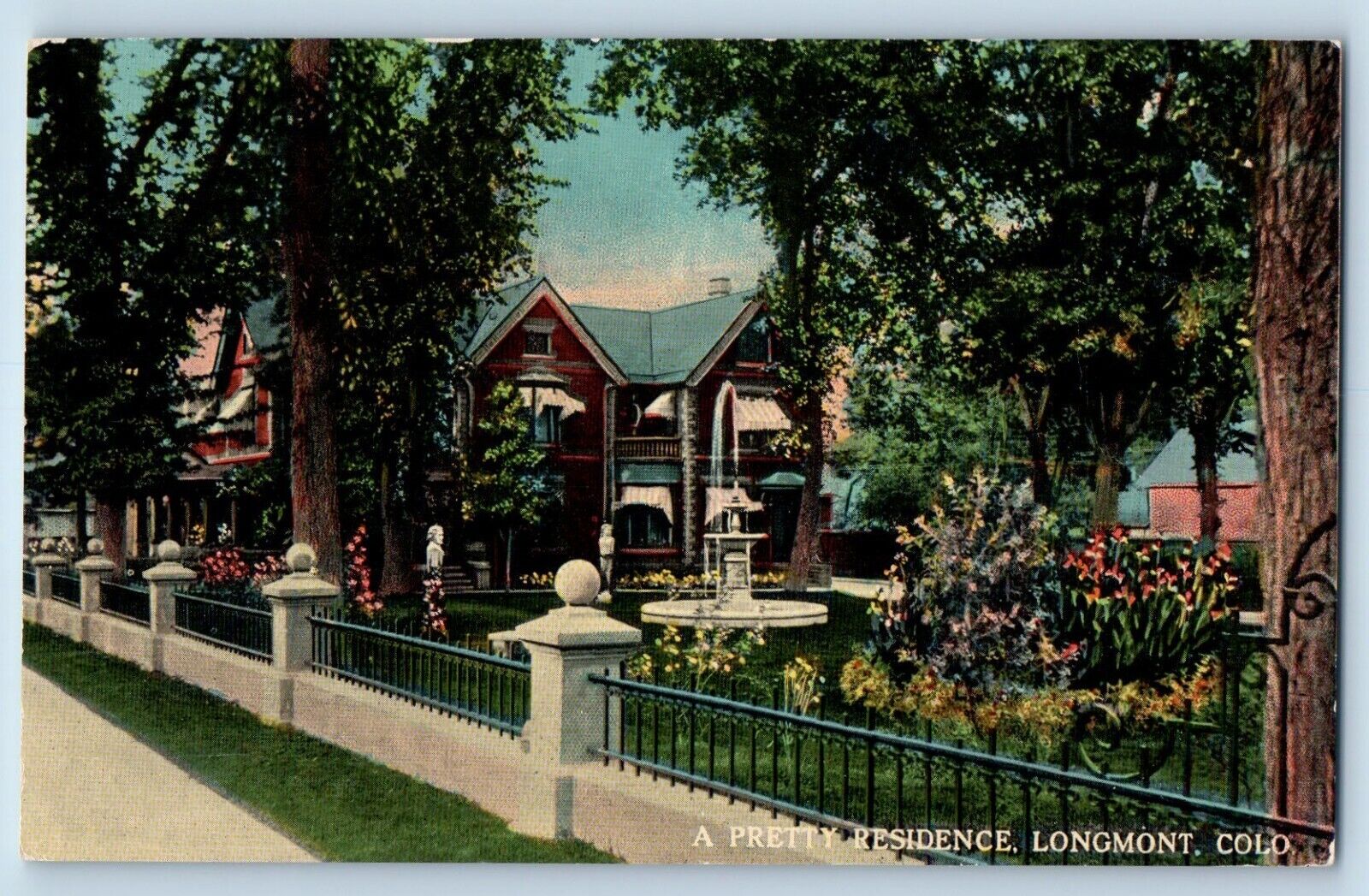 Longmont Colorado Postcard Pretty Residence Exterior View c1910 Vintage Antique