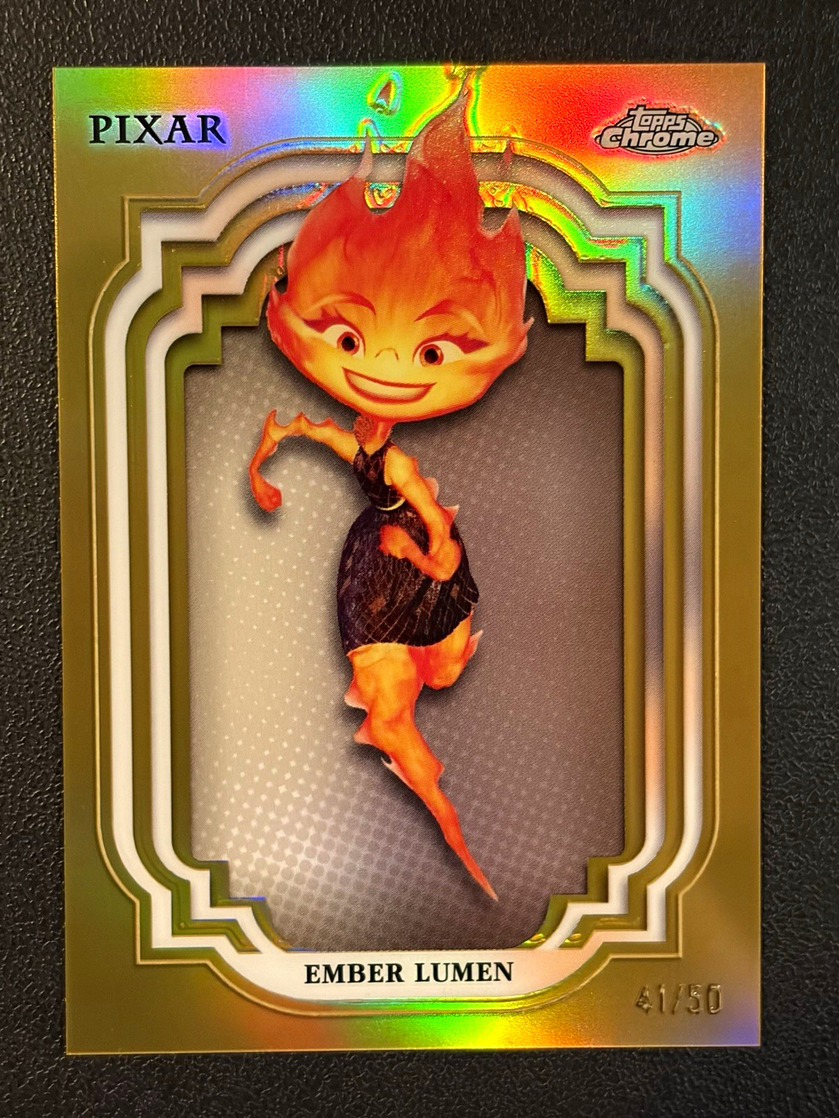 Topps 2024 Chrome Pixar Elemental Ember Lumen Gold Refractor 41/150 #57 Topps 2024 Chrome Pixar Elemental Ember Lumen Gold Refractor 41/150 #57