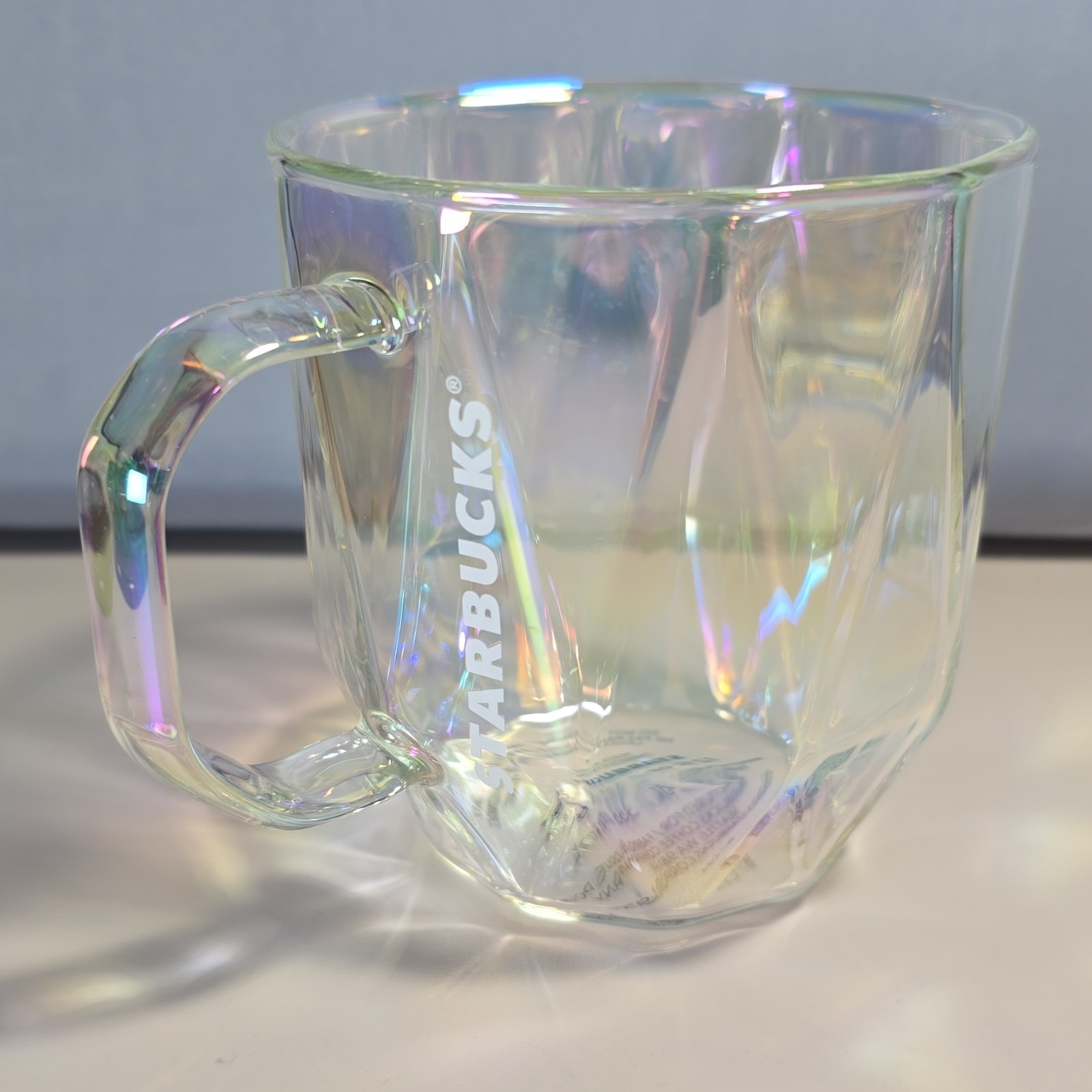 Starbucks Iridescent Clear Faceted Mug w/ Handle 12 oz 355 mL  2023 Rainbow