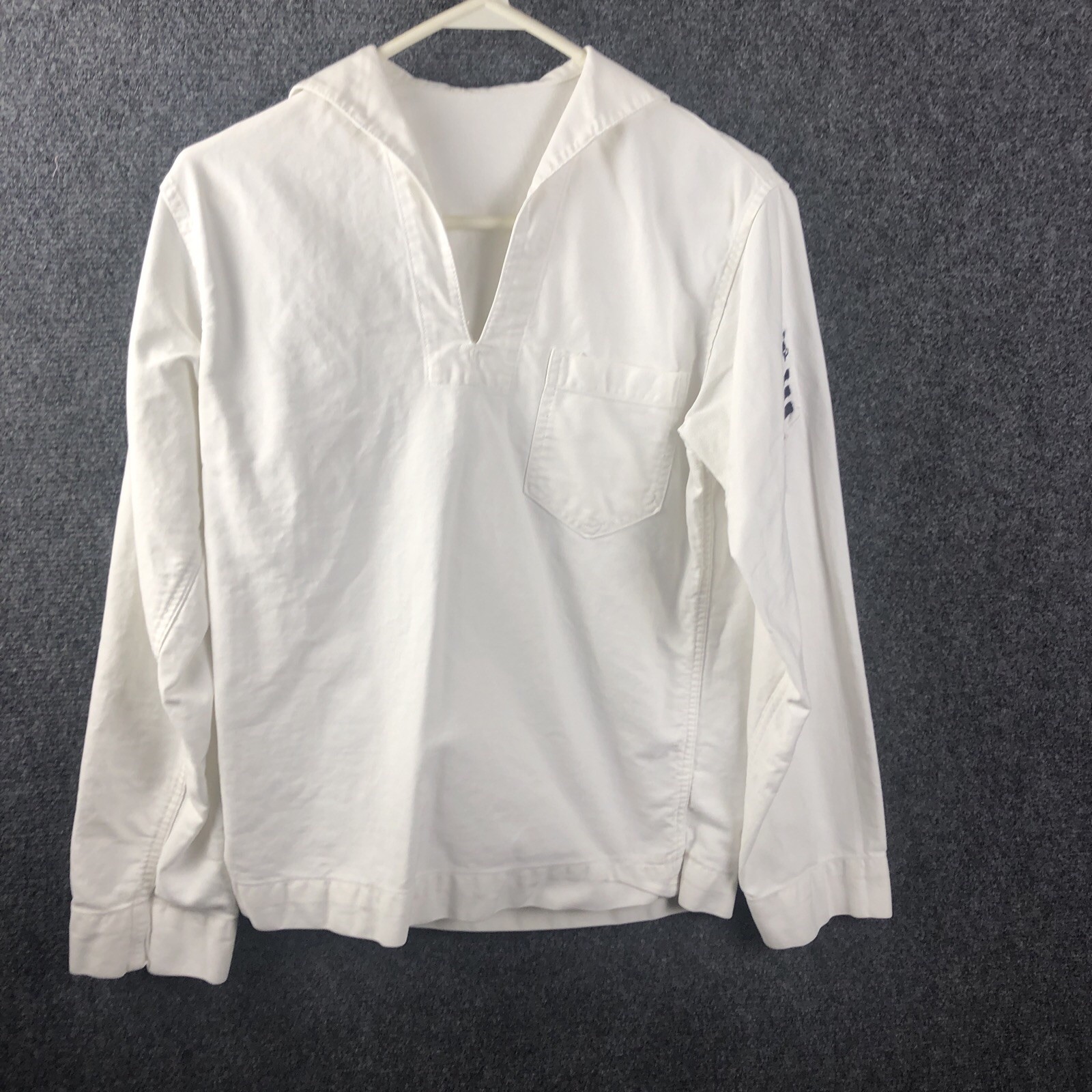 Vintage 1960s USN Navy White Cotton Sailor Top Vietnam Era Stenciled Uniform Vintage 1960s USN Navy White Cotton Sailor Top Vietnam Era Stenciled Uniform