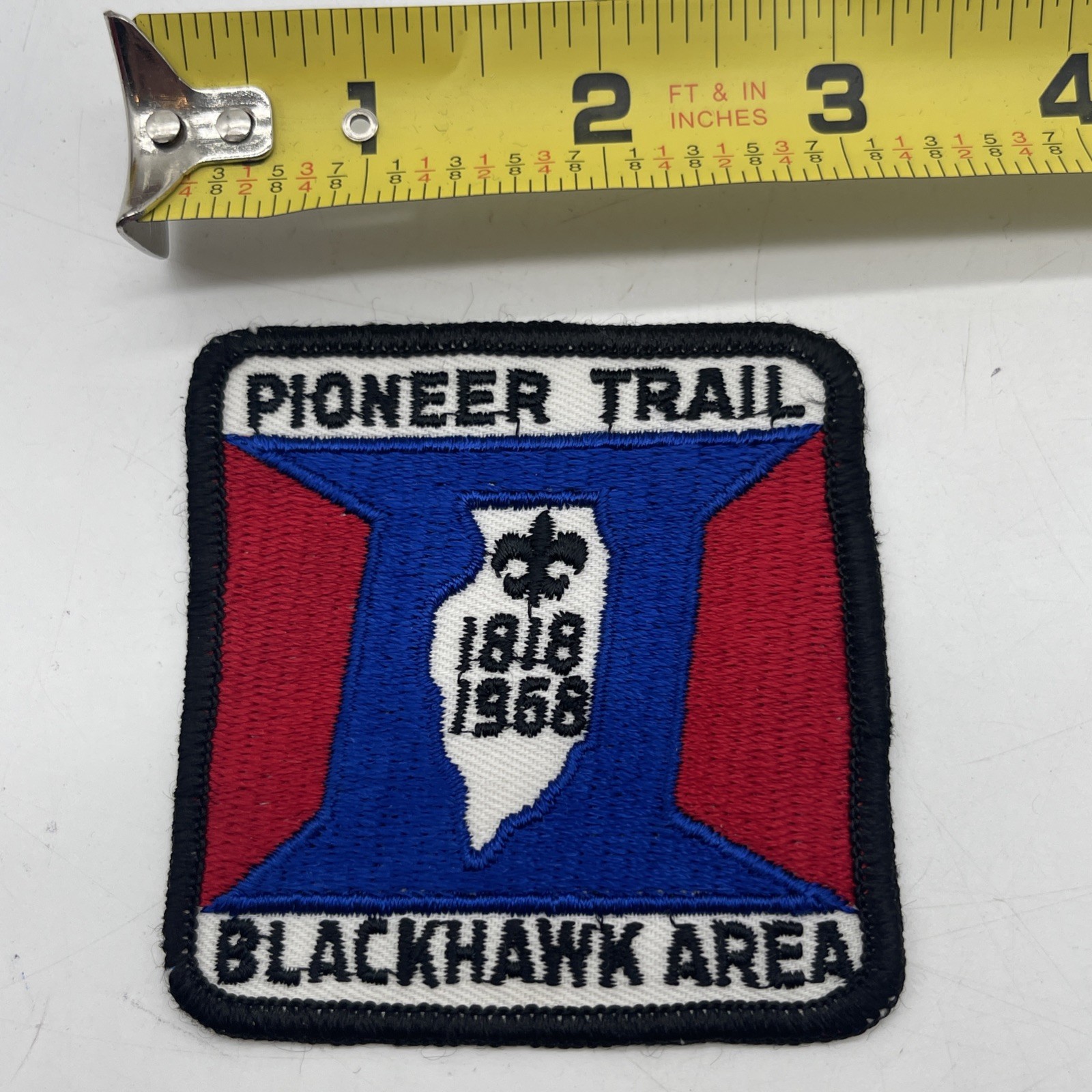 Vintage 1968 Boy Scout Pioneer Trail Patch Blackhawk Area Council 3” Square