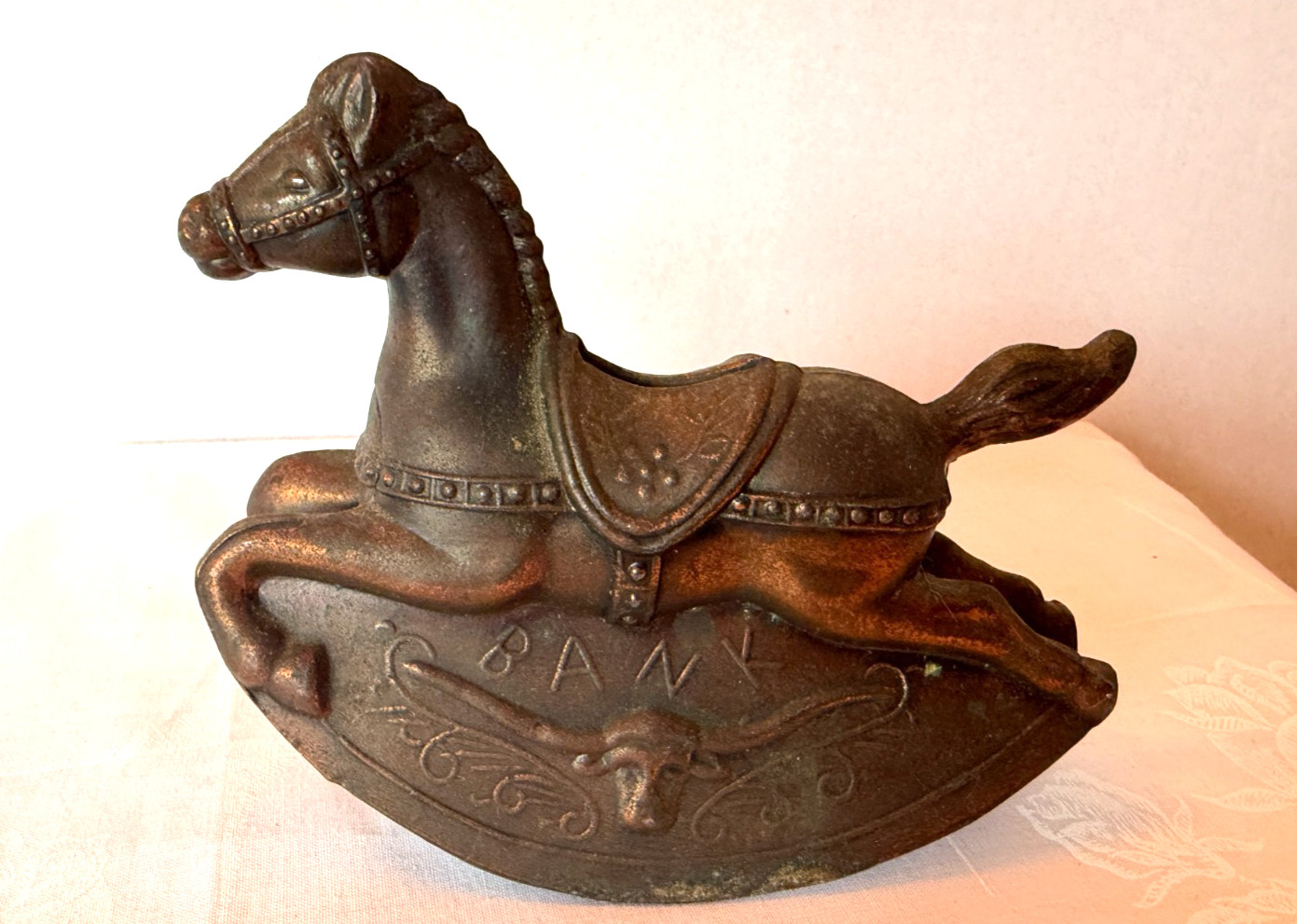 Vintage Copper Rocking Horse Bank Metal 6\