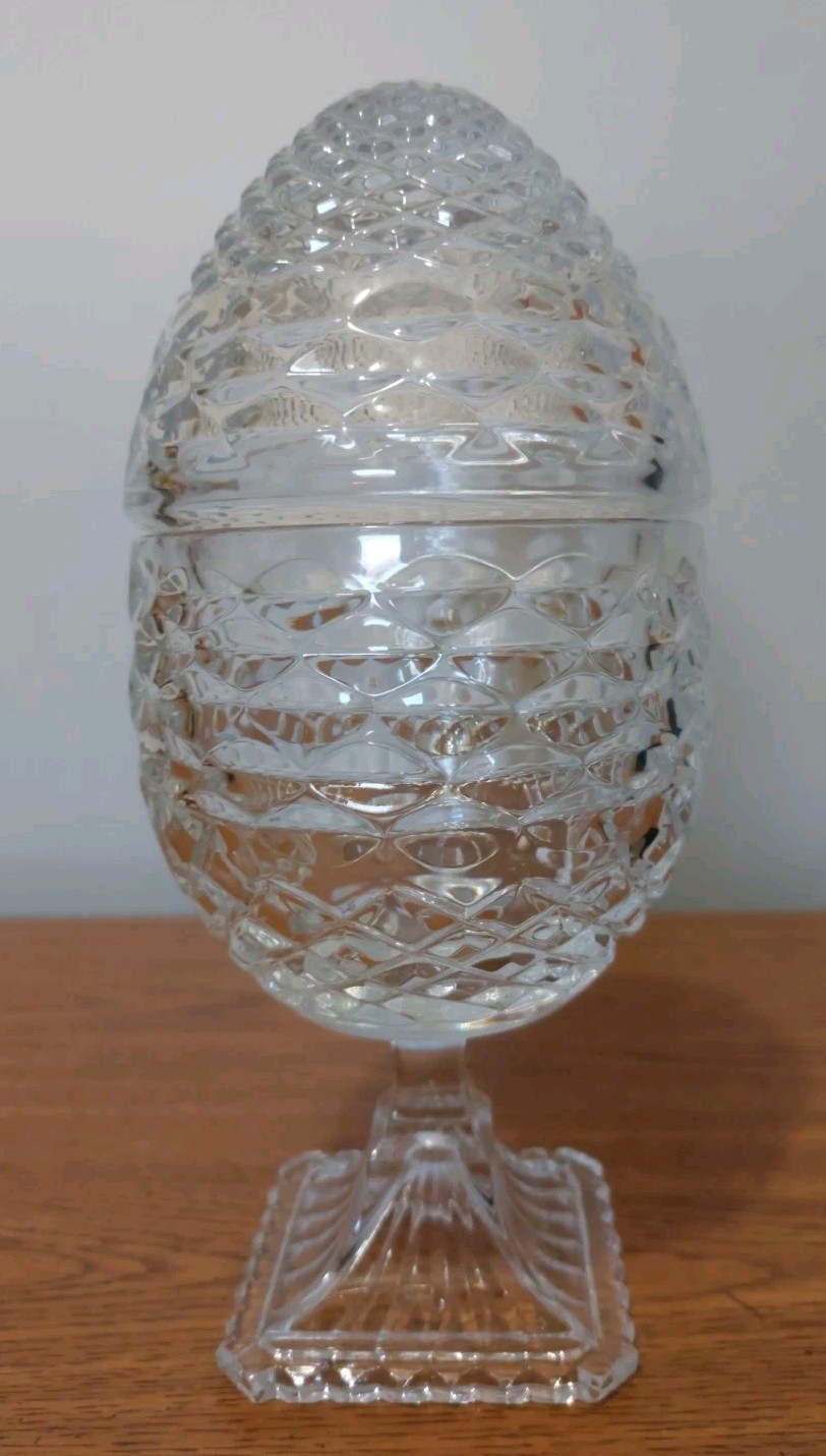 OFNAH Crystal Egg Jar w/ Lid on Pedestal