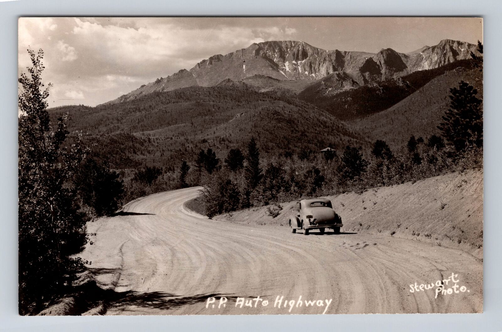 RPPC-Pikes Peak CO-Colorado, Auto Highway, Antique, Vintage Souvenir Postcard