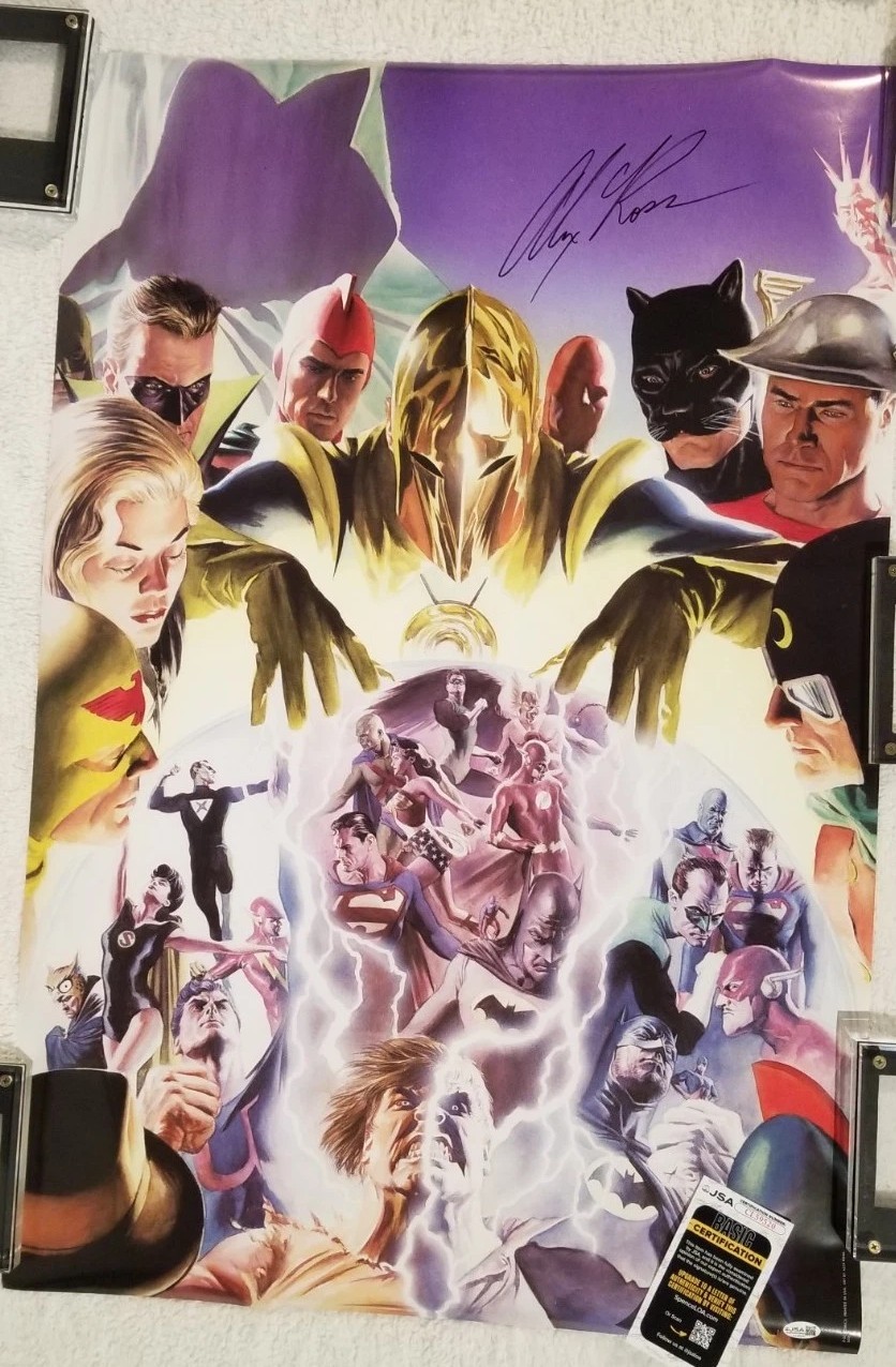 ALEX ROSS SIGNED JLA Crisis On Multiple Earths POSTER JSA Print DC Comics 24x36