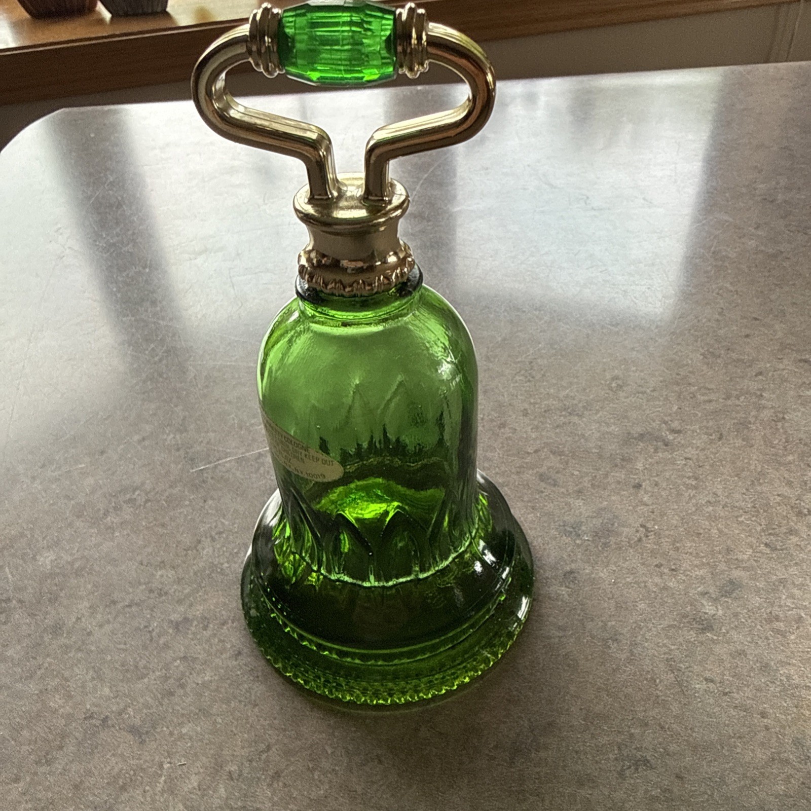Vintage 1978 Avon Glass Emerald Bell Jar Sweet Honesty Cologne Bottle With Box