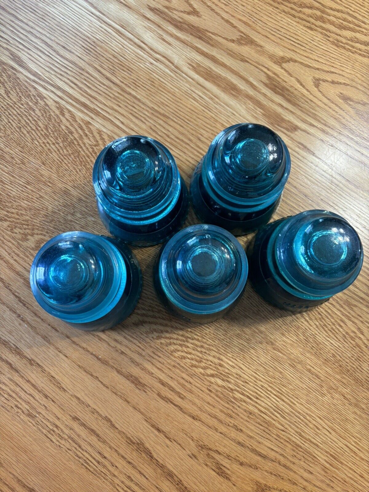 Hemingray Aqua Blue No 42 MADE IN U.S.A. Vintage Glass Insulator (5 in Total)