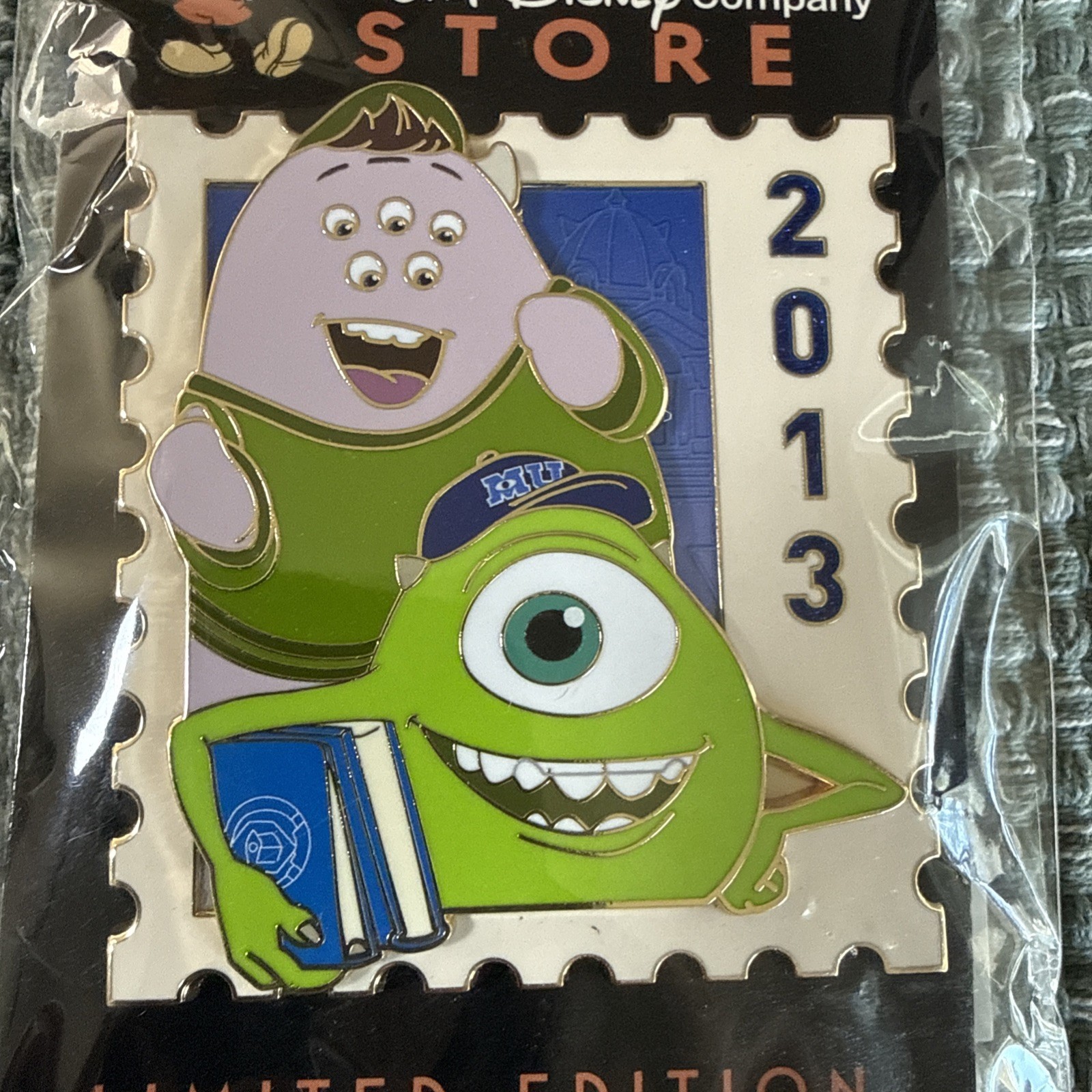 DEC WDCS D23 2026 Pixar Stamp Mike Squishy Monster\'s University 2013 Disney Pin