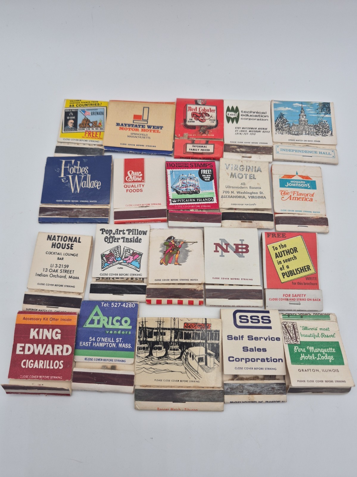 Vintage Matchbook Lot of 20 - Hotels, Restaurants, Advertising & Travel Ephemera Vintage Matchbook Lot of 20 - Hotels, Restaurants, Advertising & Travel Ephemera