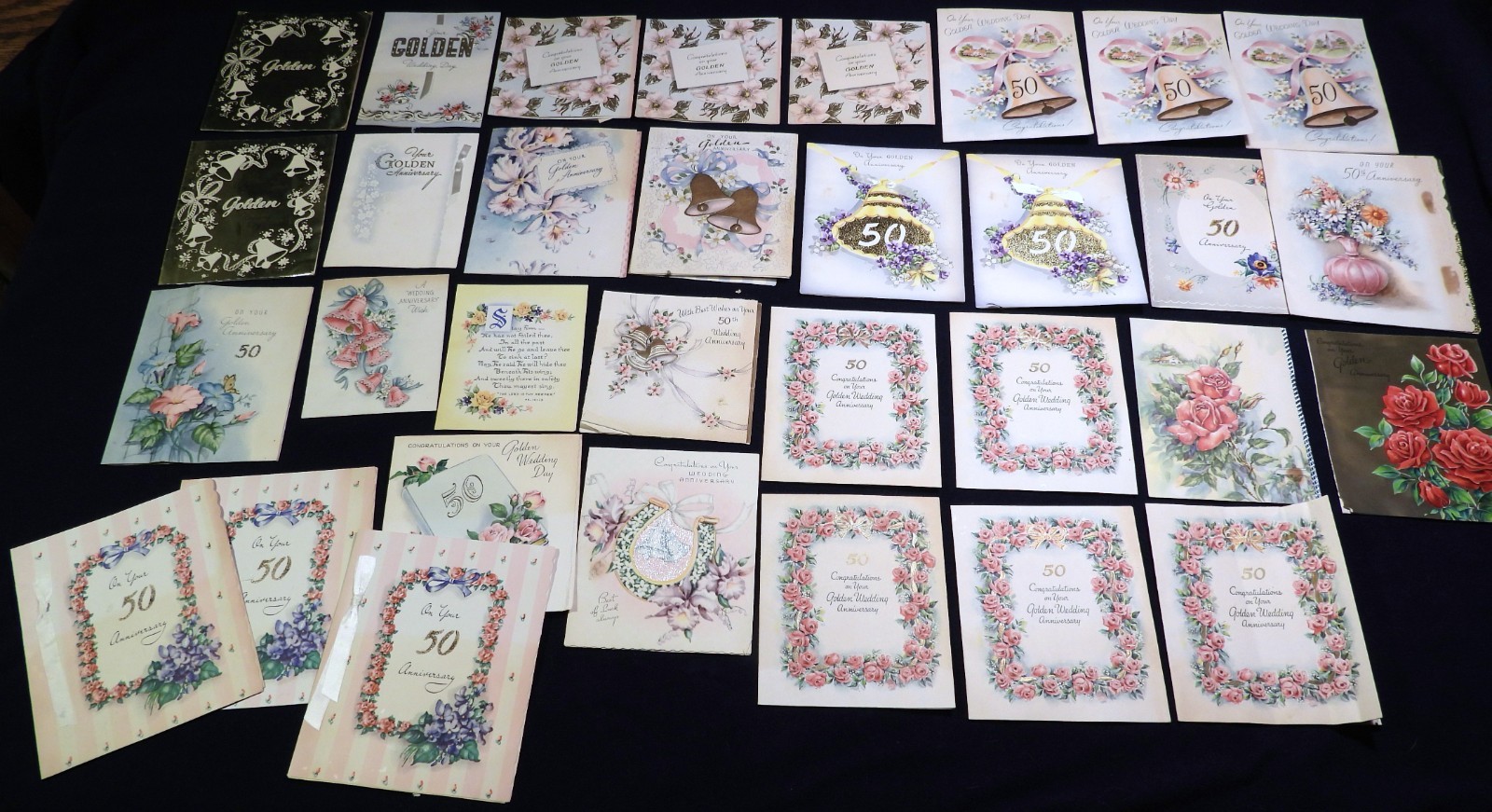 LOT 33 Vtg 1940s 1948 Golden 50th Wedding Anniversary Greeting Cards USED