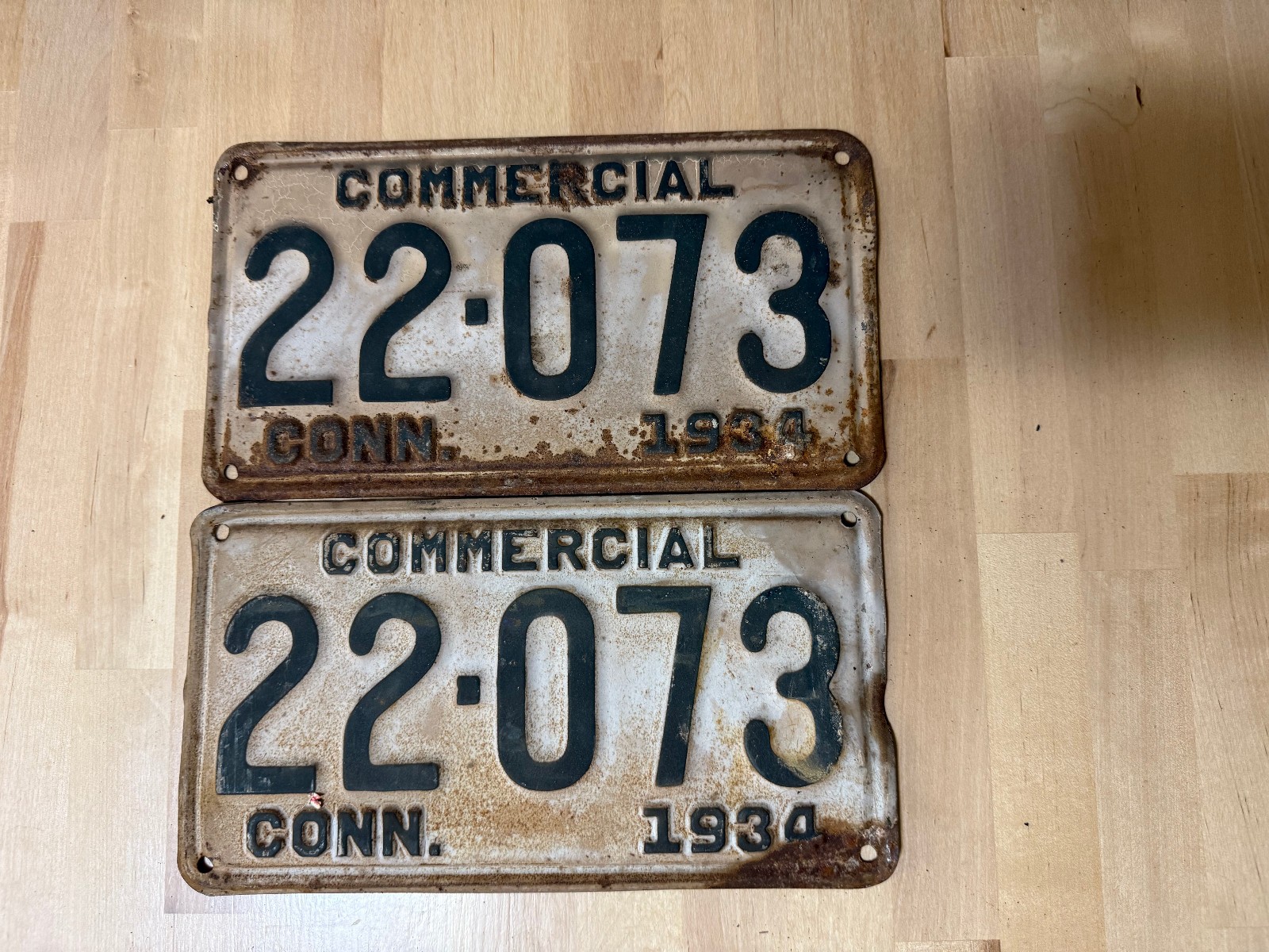 1934 Connecticut Commercial License Plates Matching Pair 22-073 VintageTruck Tag