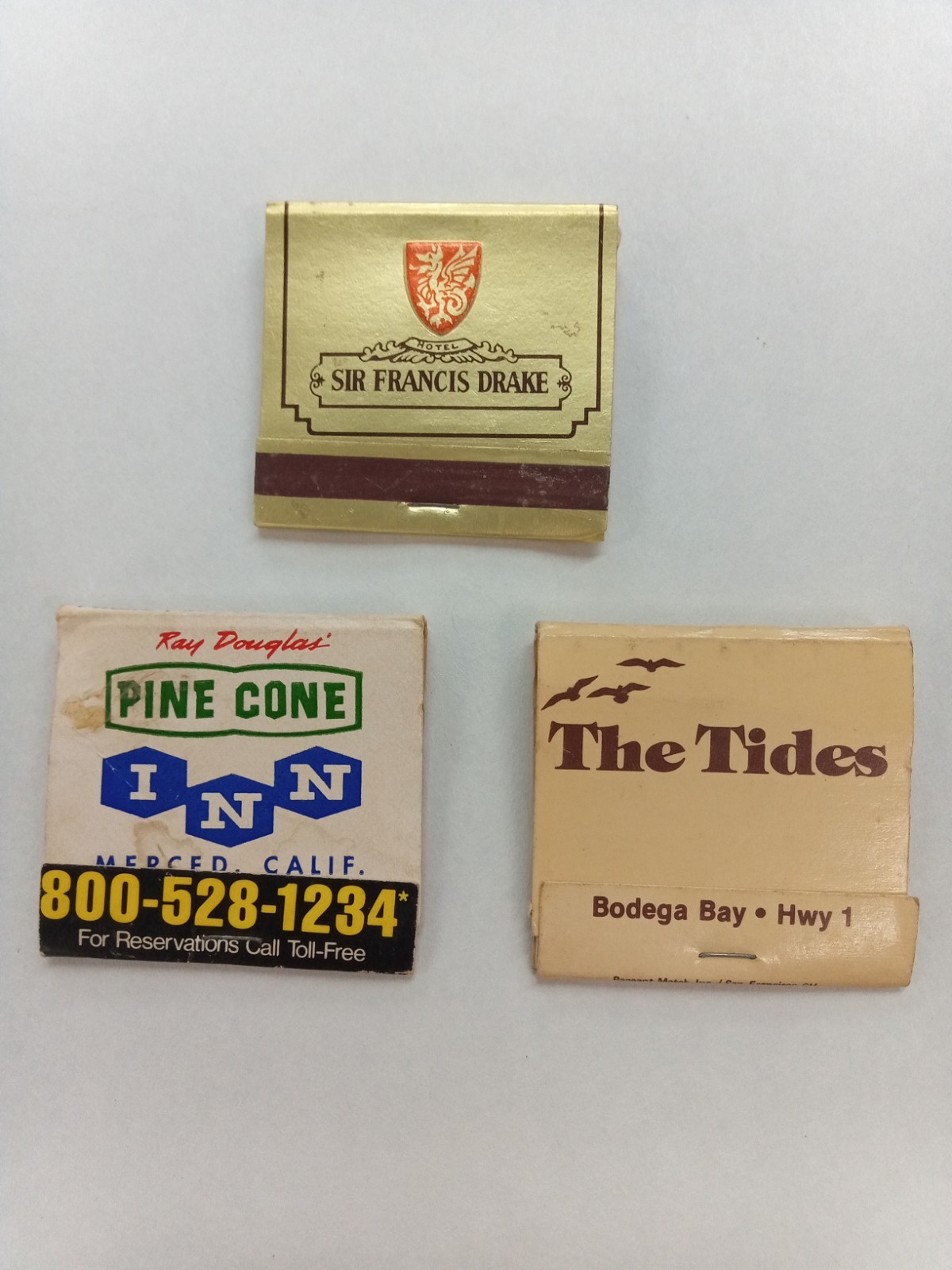 Lot Of 3 Vintage Matchbooks Historic Hotels/Motels California