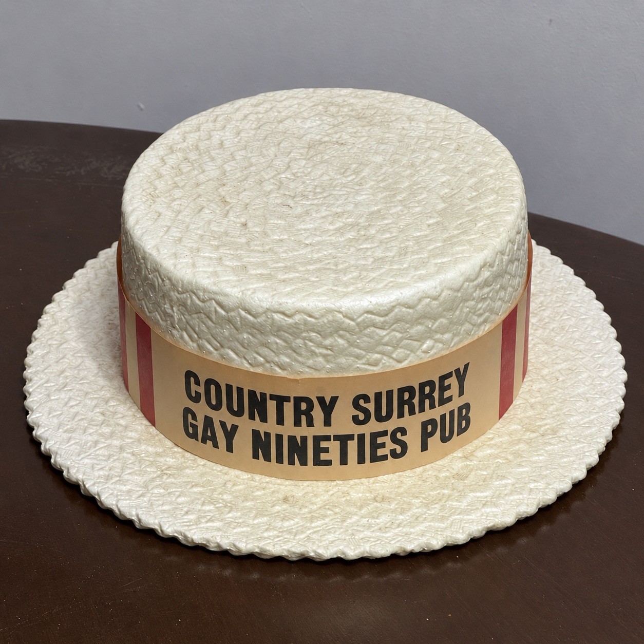 Vtg Country Surrey Inn Gay Nineties Pub Foam Boater Hat Poconos LGBTQ Interest