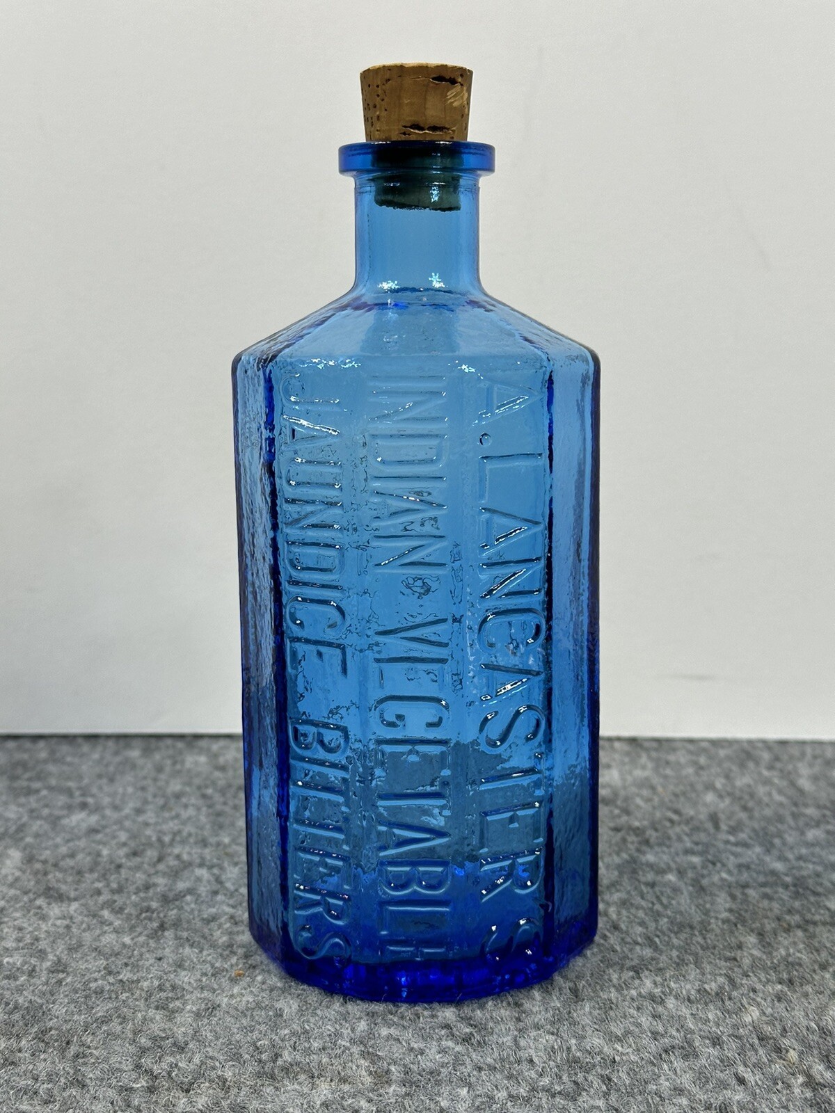 Lancaster Indian  Jaundice Bitters Bottle Cobalt Blue Wheaton Glass 8.5\
