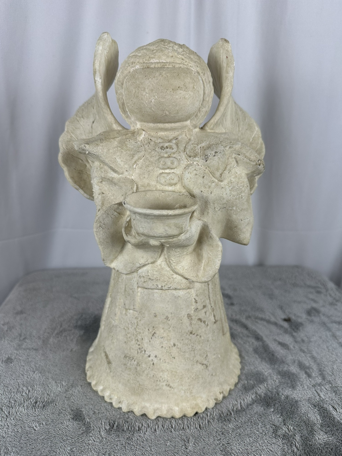 1988 Vintage UDC Angel Holding Bird Taper Candle Holder 12 Inch