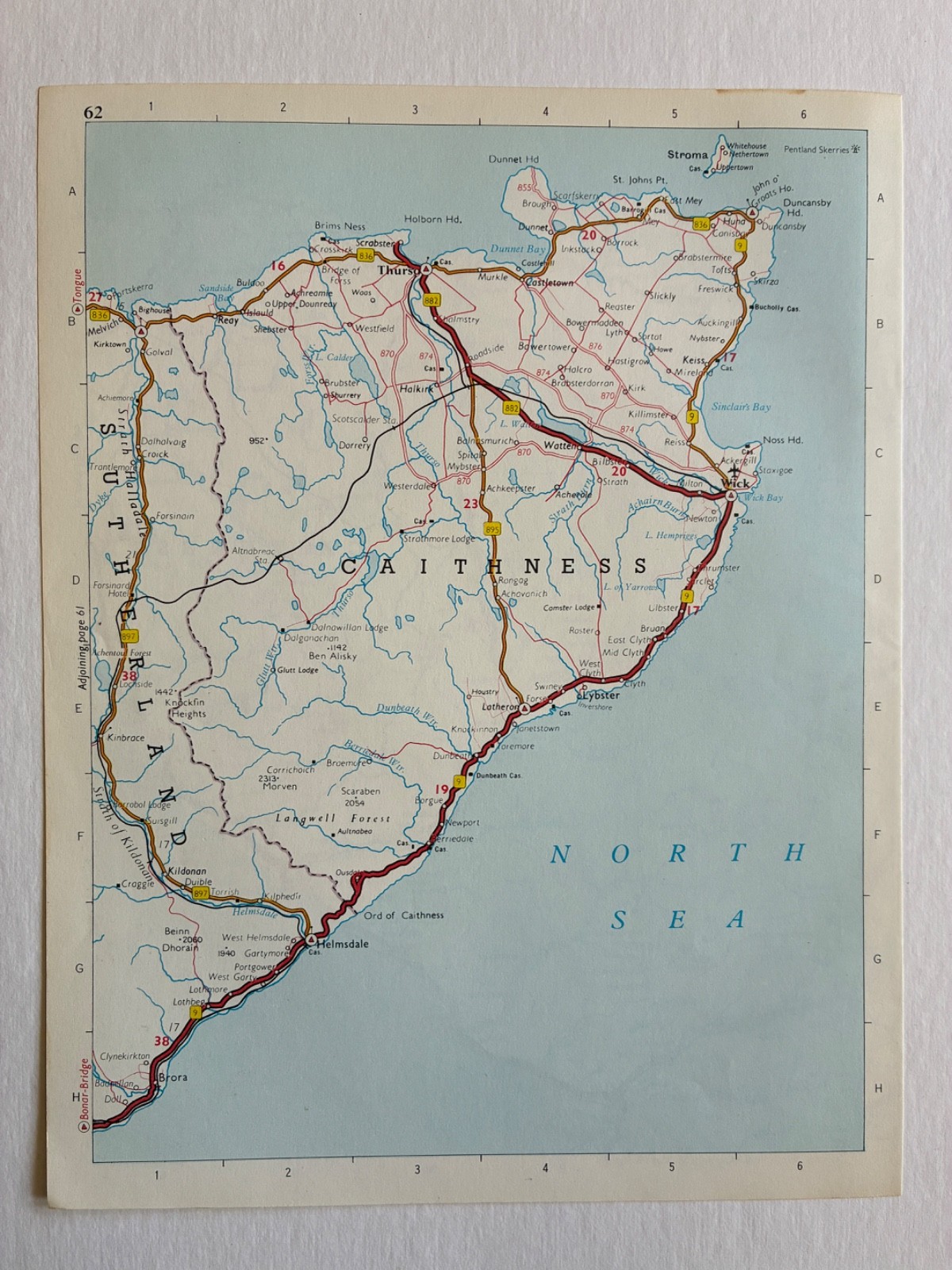 Vintage Caithness Scotland Map 1968 United Kingdom Sutherland, Thurso Stroma