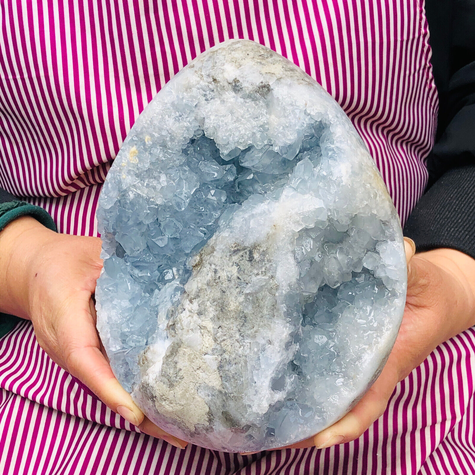 5300g Natural Blue Celestite Geode Crystal Quartz Rock Specimen HH147