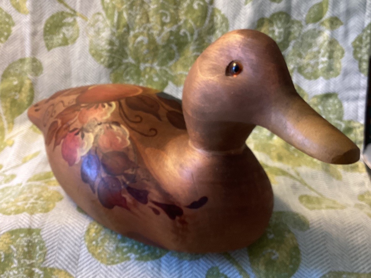 VTG Hand Painted Wooden Duck Decoy Folk Art hand painted