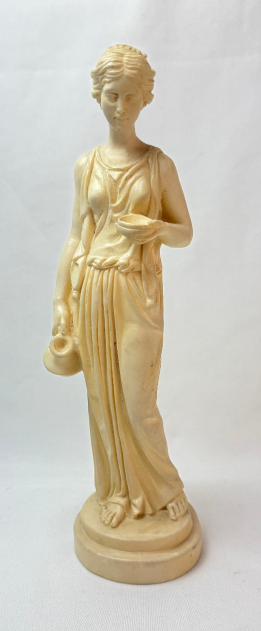 Vintage Santini Signed Goddess Hebe Figurine Alabaster Resin 9.75 Vintage Santini Signed Goddess Hebe Figurine Alabaster Resin 9.75