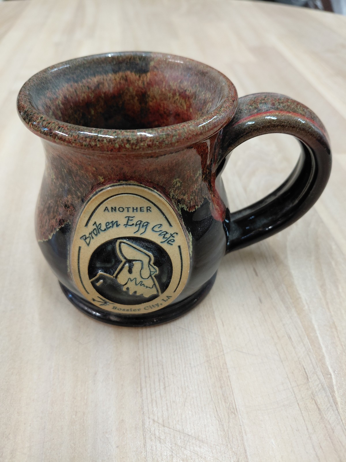 Deneen Pottery ANOTHER BROKEN EGG CAFE Coffee Mug Bossier City LA 2022 Brown