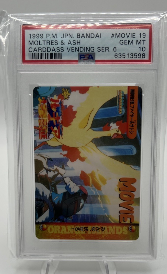 Bandai 1999 Carddass Vending Series  Moltres & Ash PSA 10 Movie 19