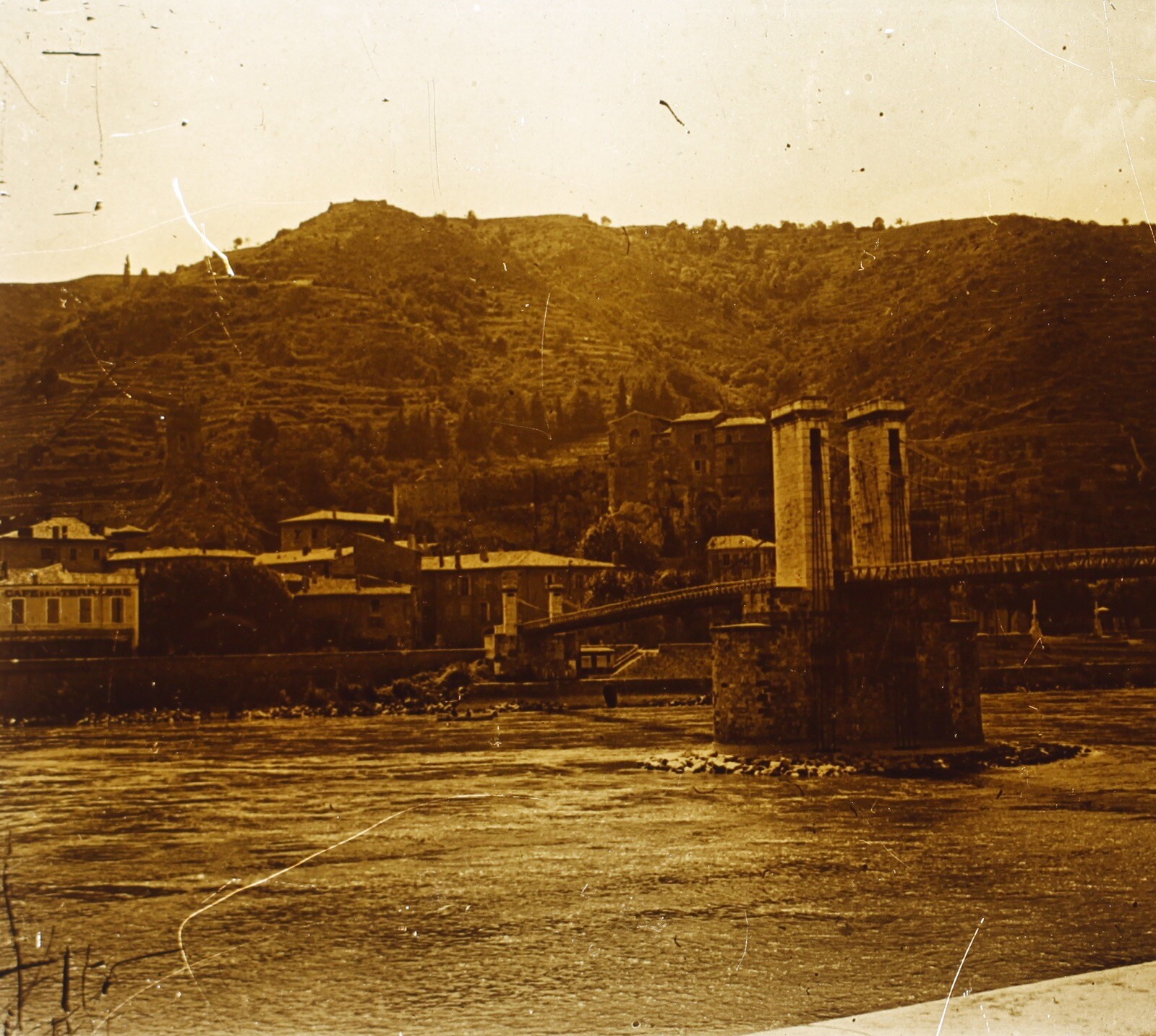 France Tournon-sur-Rhône Bridge c1920 Stereo Photo Glass Plate Vintage France Tournon-sur-Rhône Bridge c1920 Stereo Photo Glass Plate Vintage