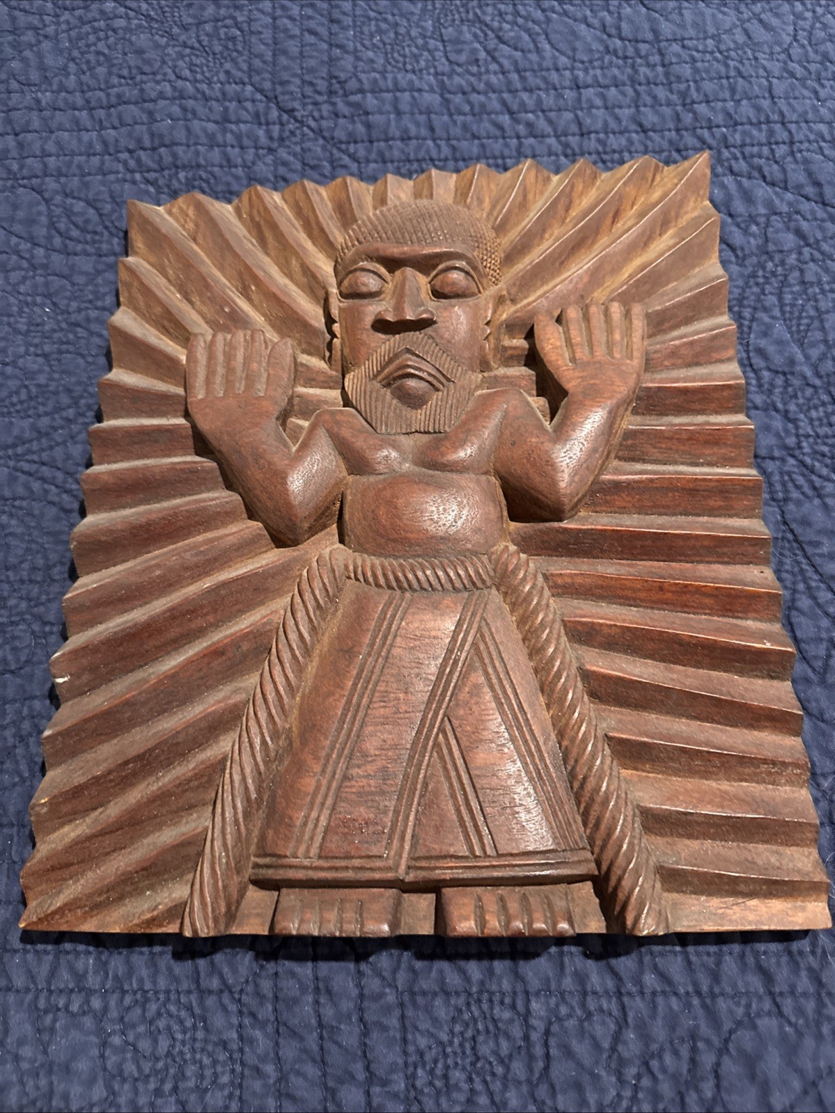 Vintage Signed ODEKUNLE Wood Carving Relief Panel Nigerian Yoruba Oyo Folk Art