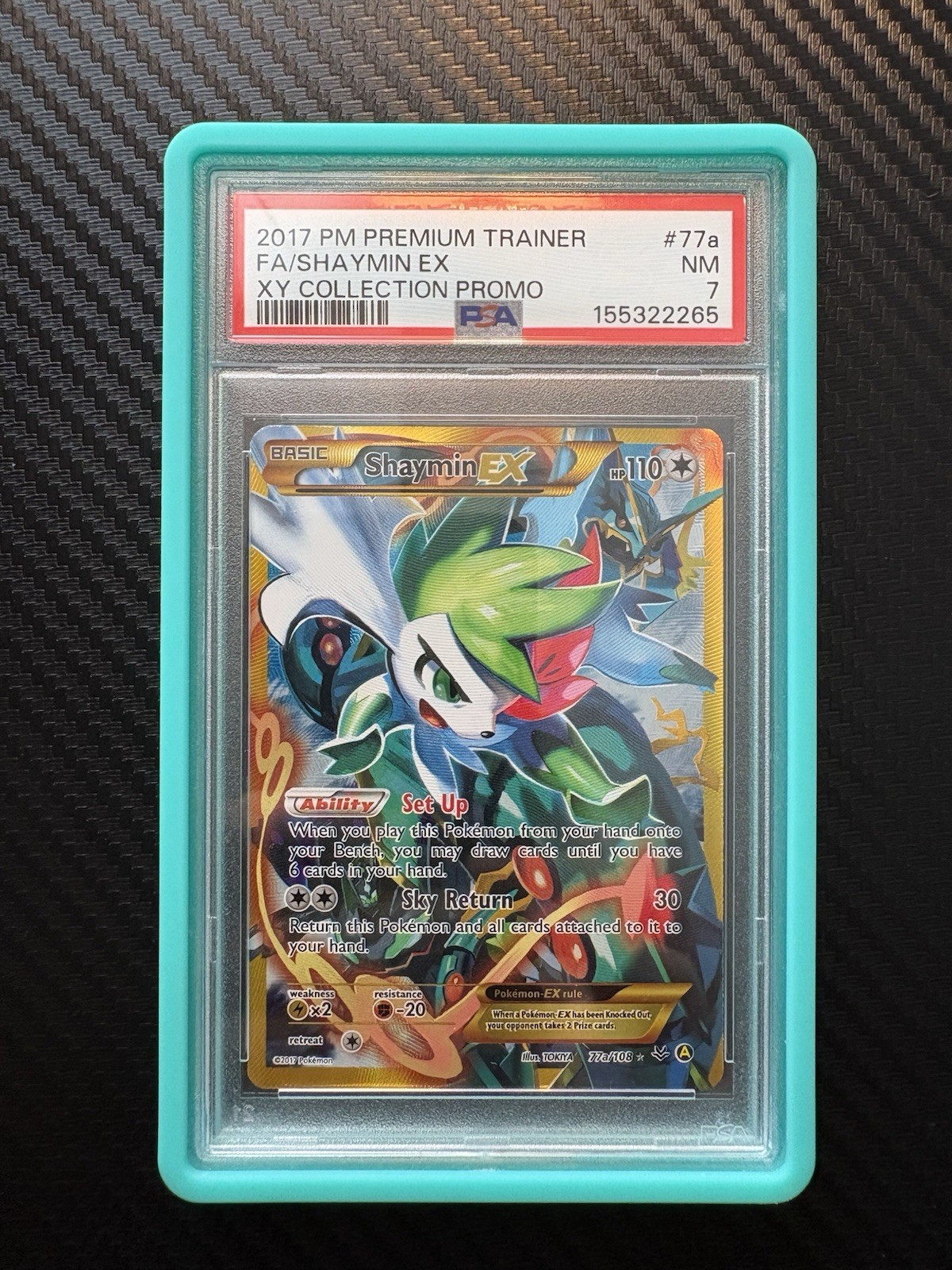 Pokémon 2017 Shaymin EX Promo Premium Trainer XY Collection #77a PSA 7