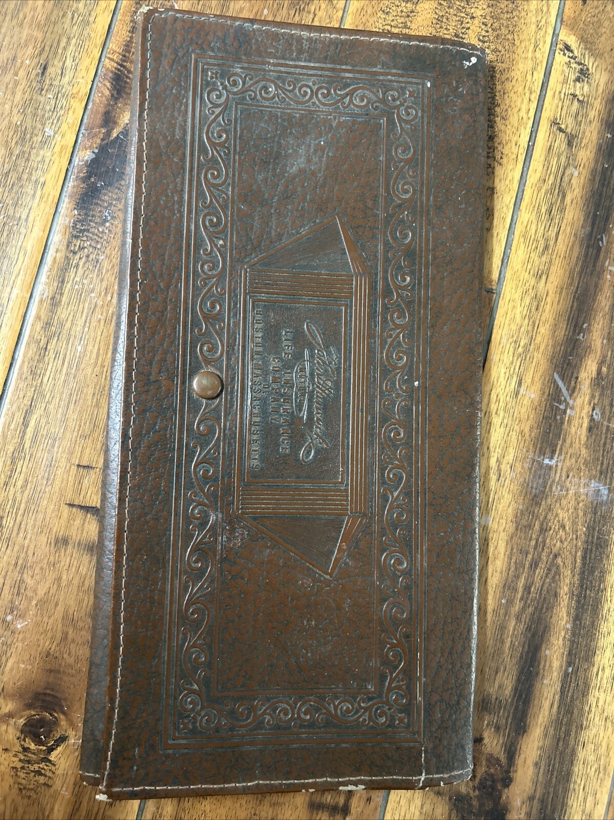 John Hancock Brown Binder Insurance Folder Used Old History Vintage 