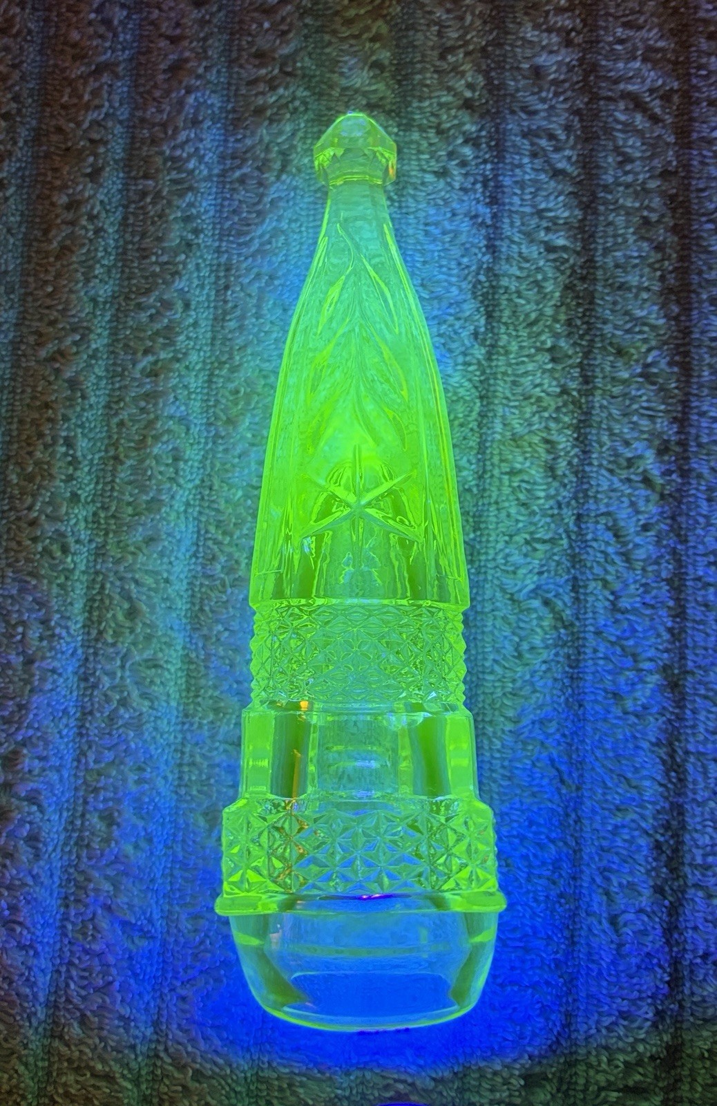 Vintage/Antique Vaseline Uranium Glass Automobile Bud Vase Yellow No Bracket