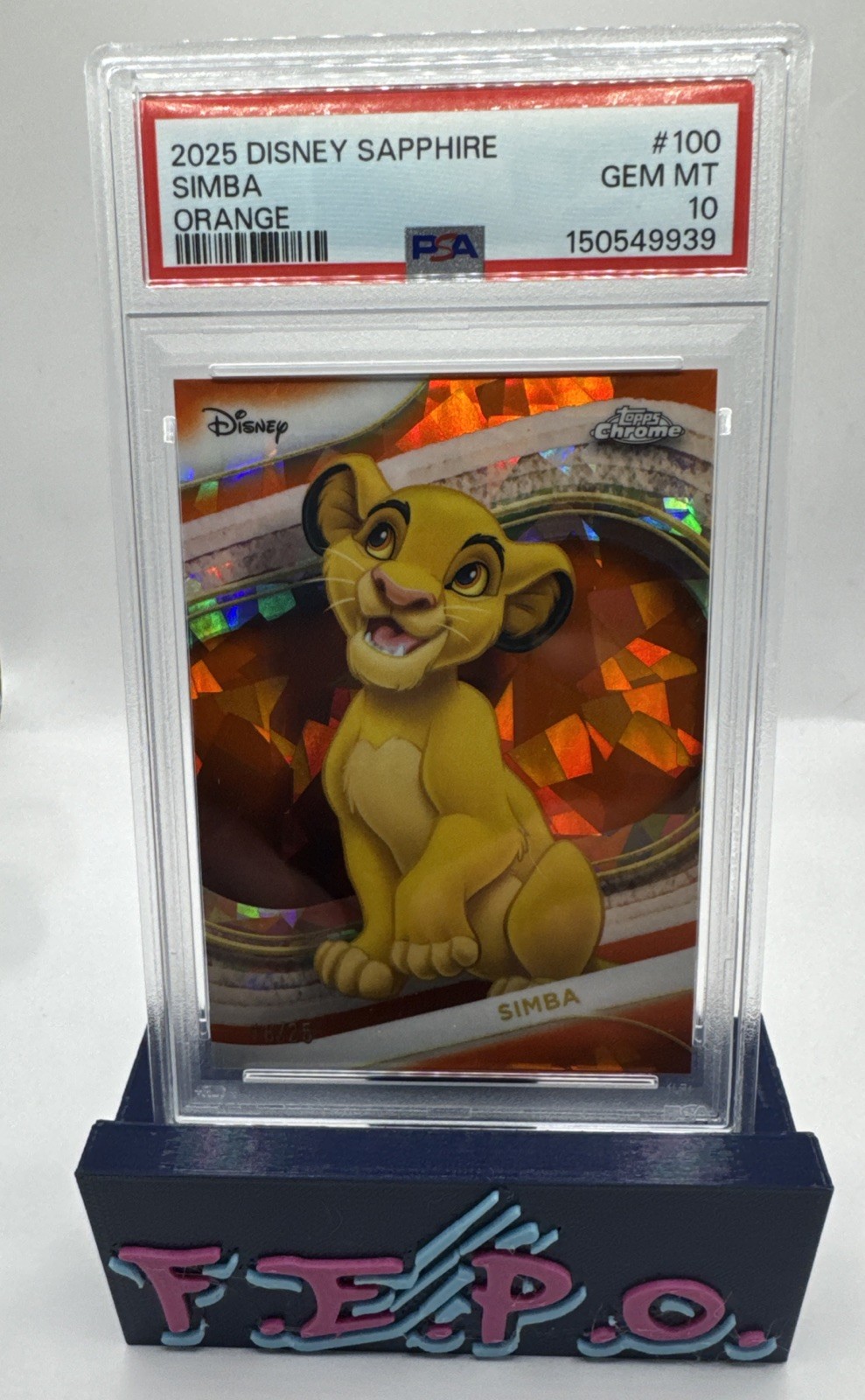 2025 Topps Chrome Disney Sapphire Orange Lion King’s Simba 18/25 PSA 10