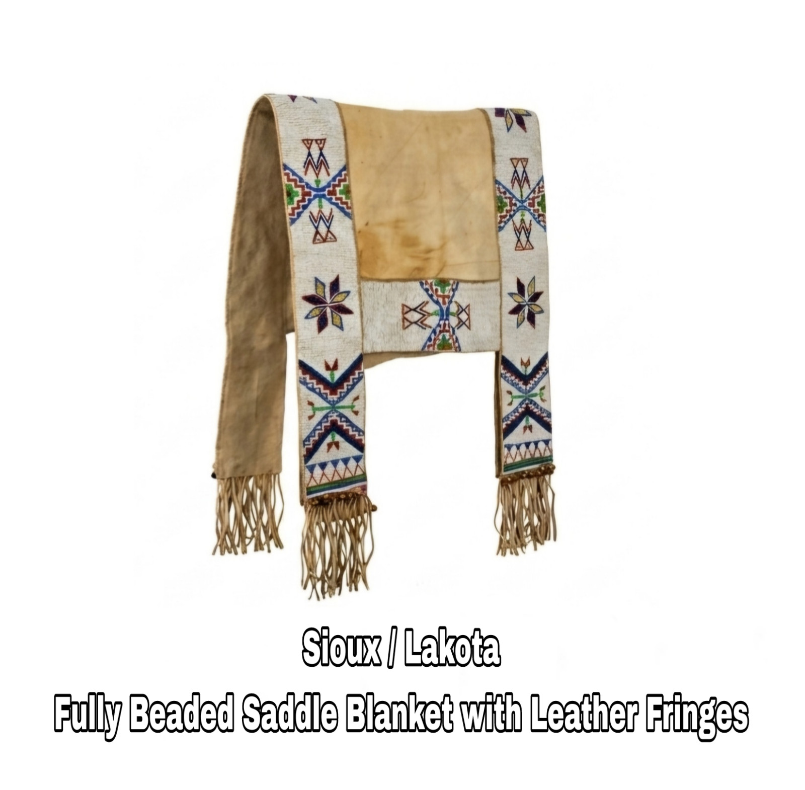 Native American Indian Sioux Lakota Saddle Blanket Buffalo Hide Beaded Handmade