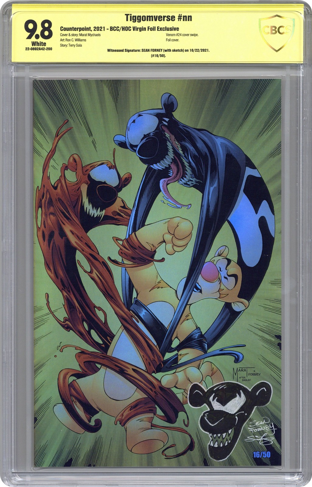 Tiggomverse 1BALTIMORE.B.FOIL CBCS 9.8 Witnessed Sig Sean Forney 2021