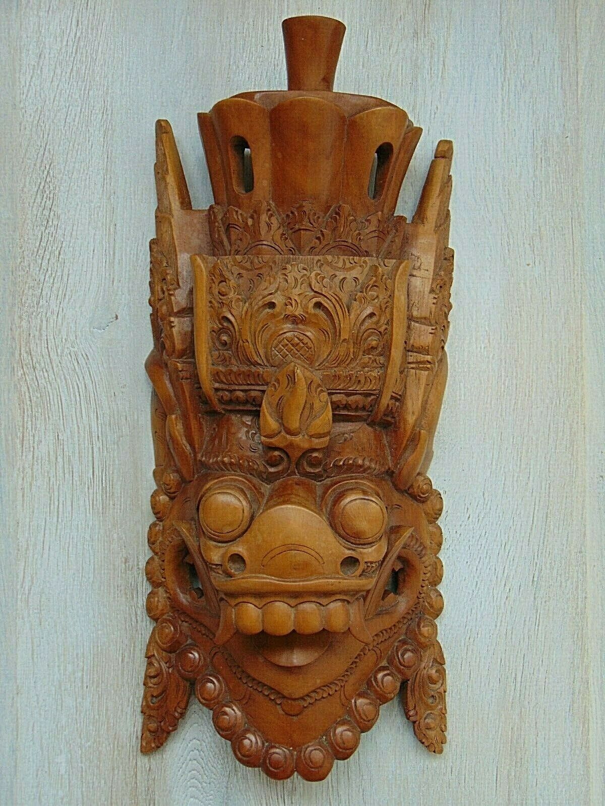 Vintage Hand made mask Dragon wood African plaque