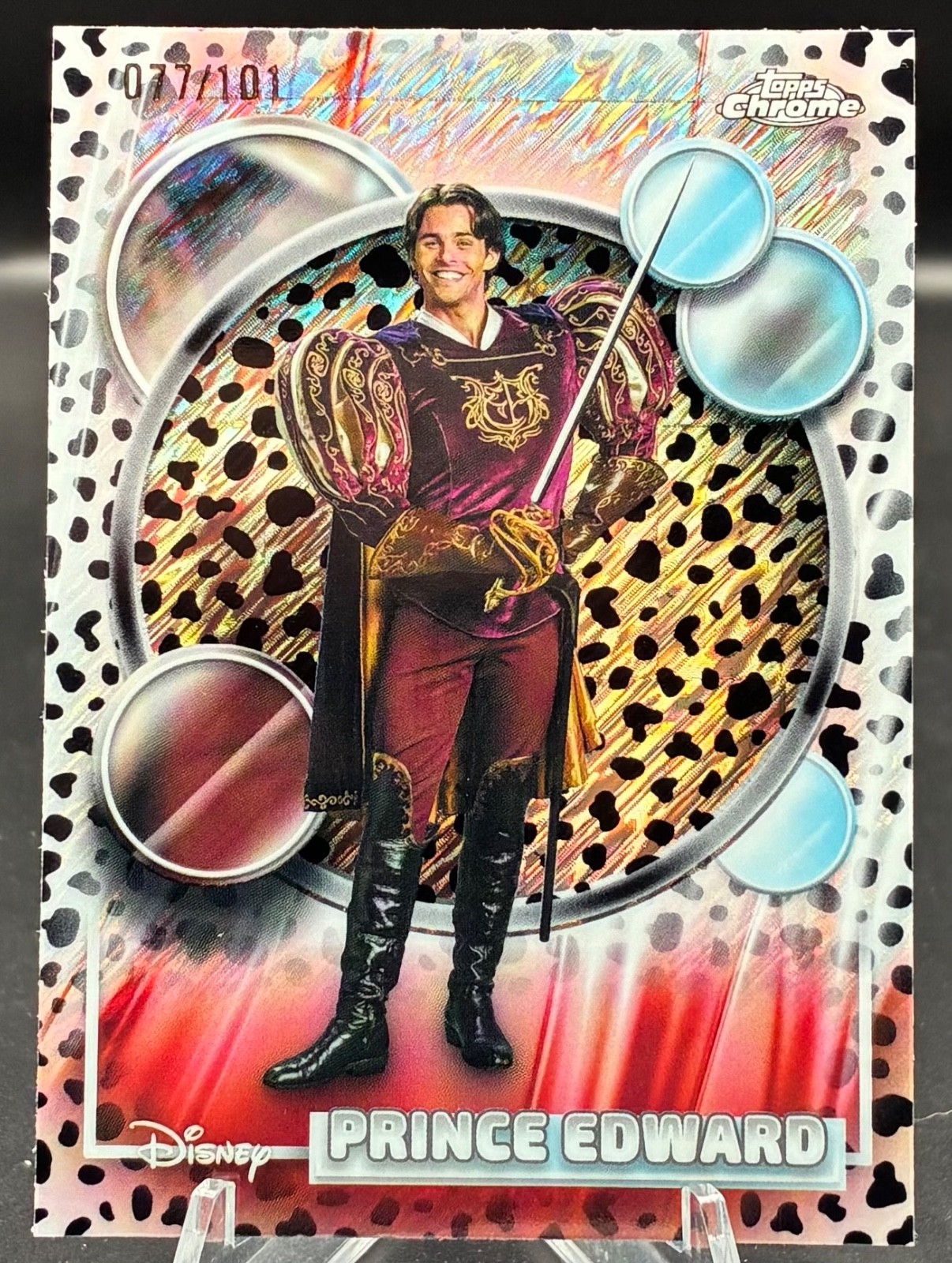 2026 Topps Chrome Disney PRINCE EDWARD Enchanted 101 Dalmatians Black White /101