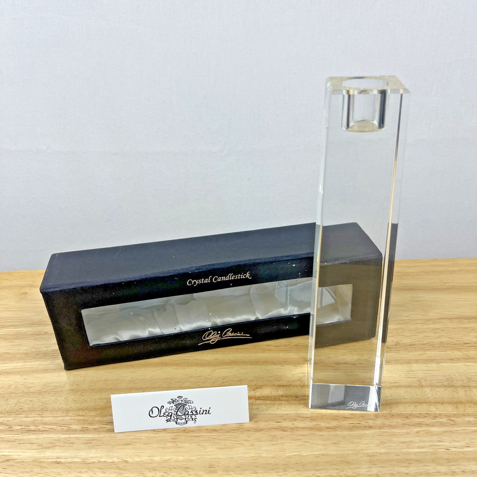Oleg Cassini Signed Crystal Candlestick Kelly 8\